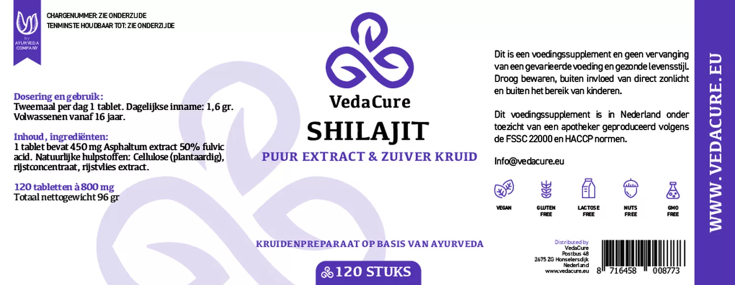 Shilajit Tabletten afbeelding van document #1, etiket