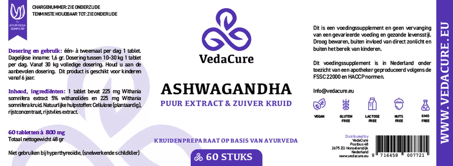 Ashwagandha Tabletten afbeelding van document #1, etiket