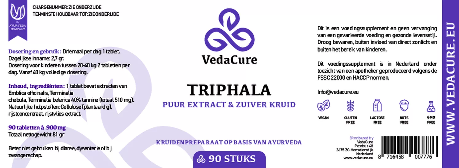 Triphala Tabletten afbeelding van document #1, etiket