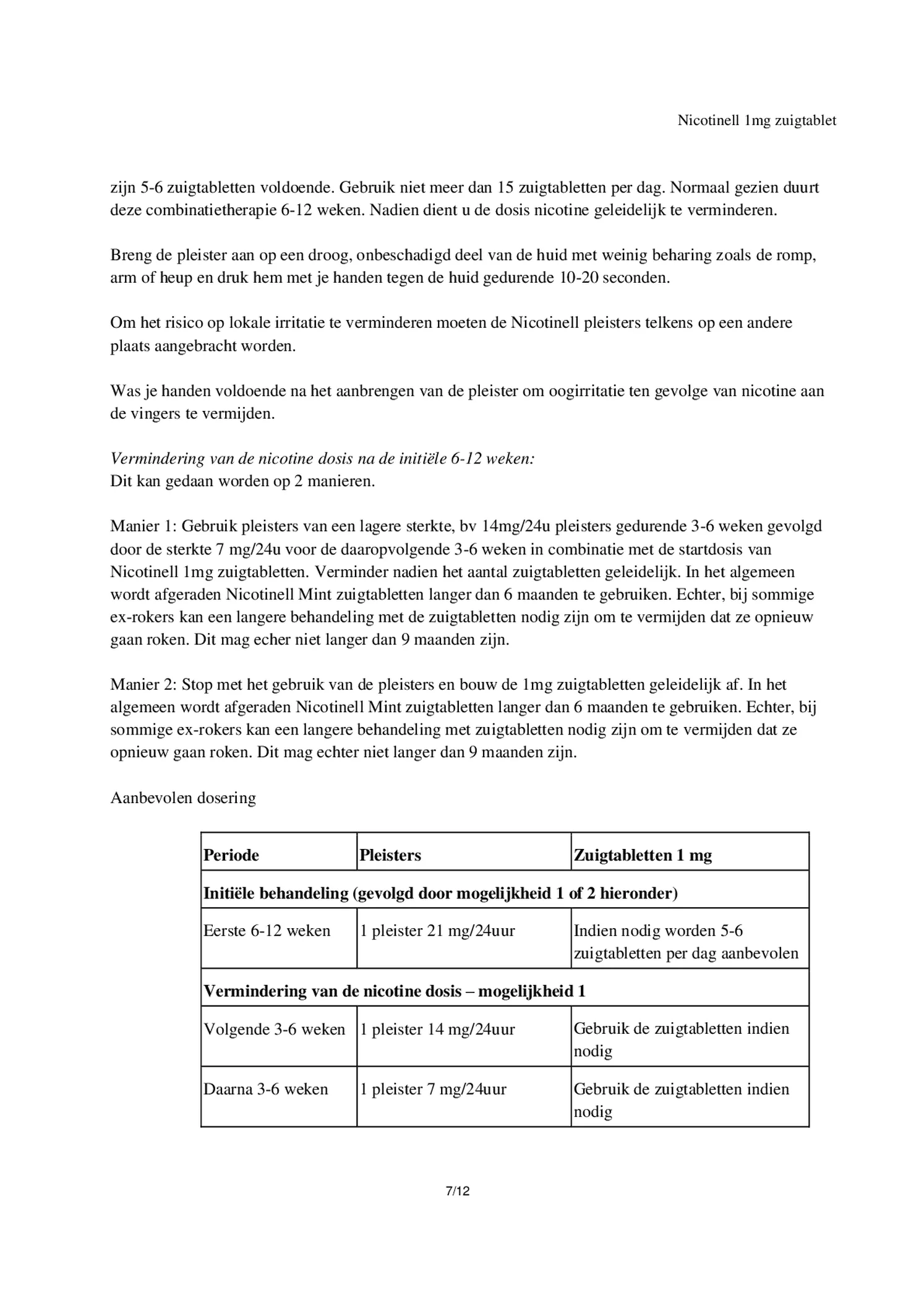 Combineer Pleister 14 mg (7st) en Zuigtablet Mint 1 mg (96st) - afbeelding van document #7, bijsluiter