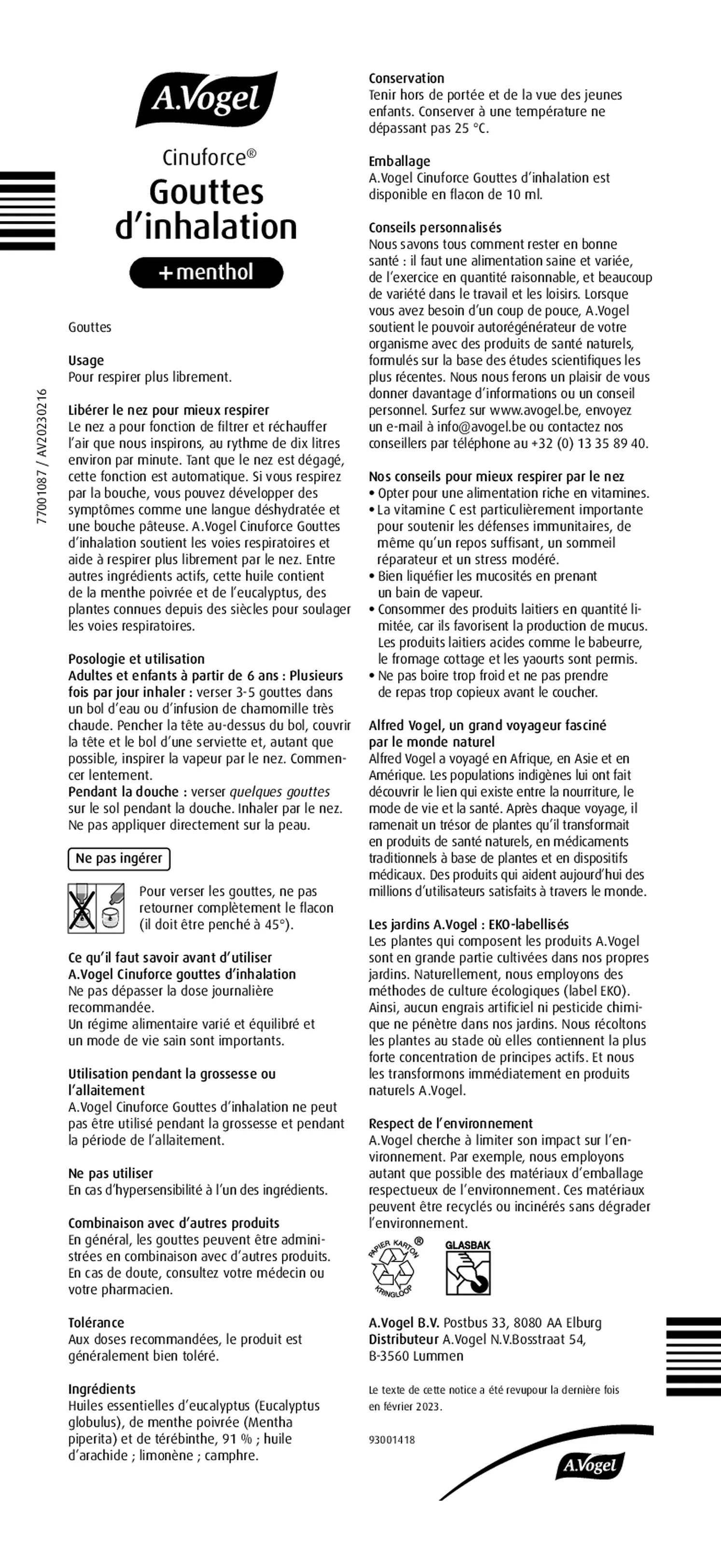 Cinuforce Inhalatiedruppels + Menthol afbeelding van document #2, gebruiksaanwijzing