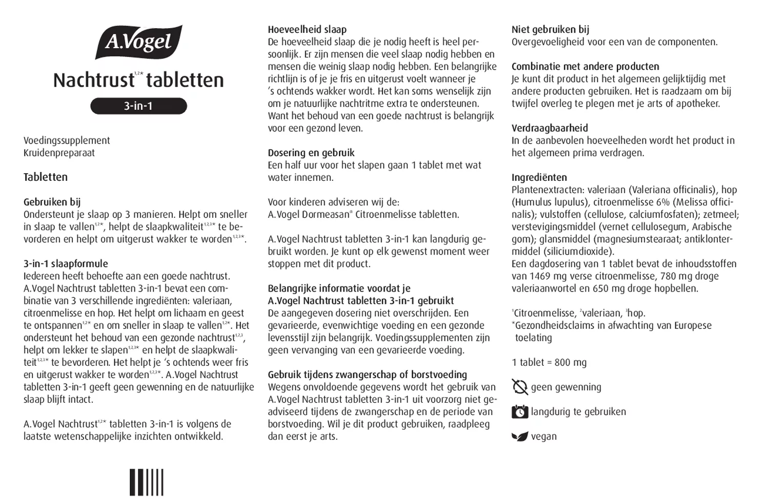 Nachtrust¹,²*  3-in-1 Tabletten afbeelding van document #1, gebruiksaanwijzing