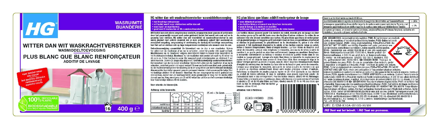 Wasruimte Witter Dan Wit Waskrachtversterker afbeelding van document #1, etiket