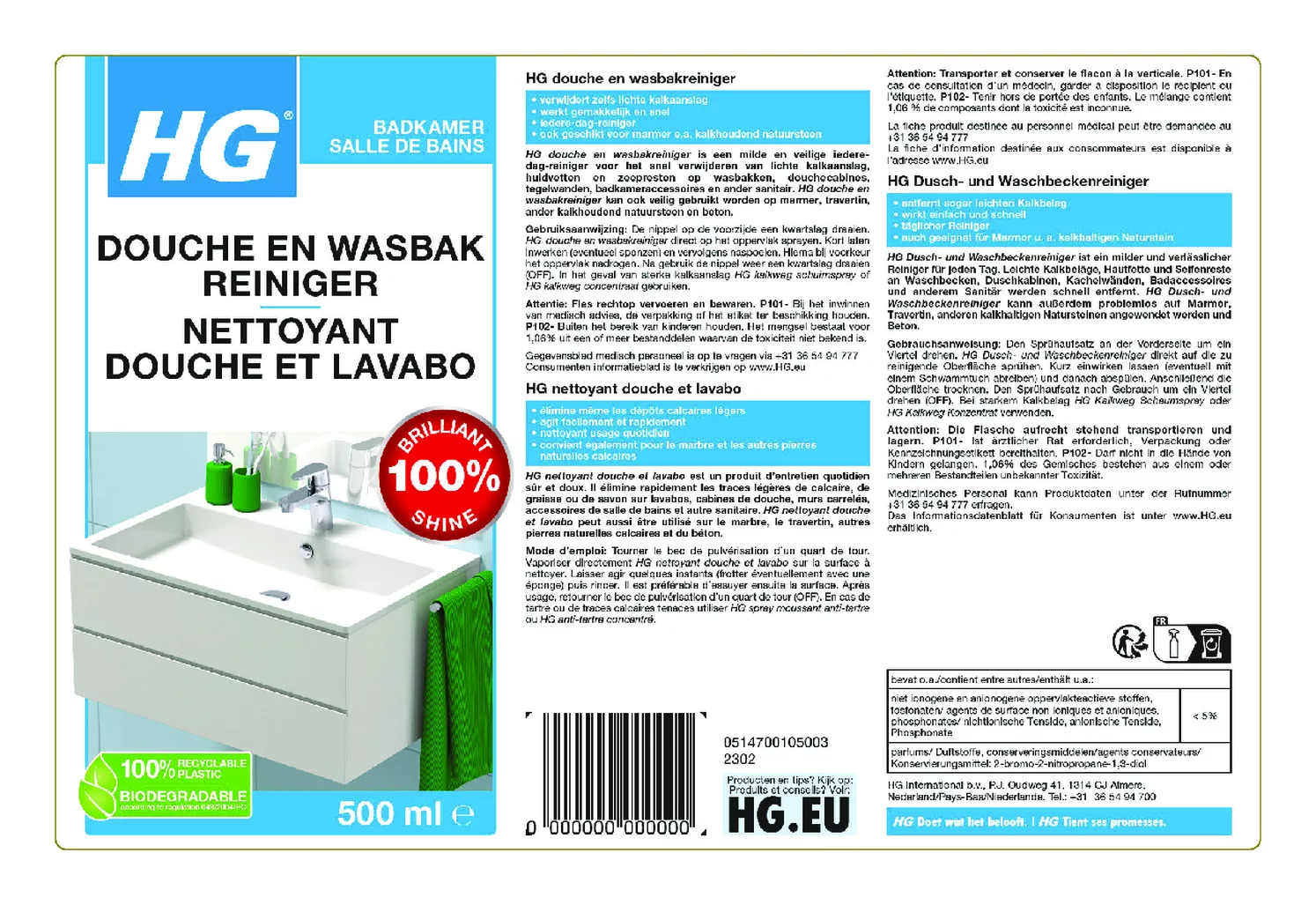 Douche & Wasbak Reiniger - iedere dag afbeelding van document #1, etiket