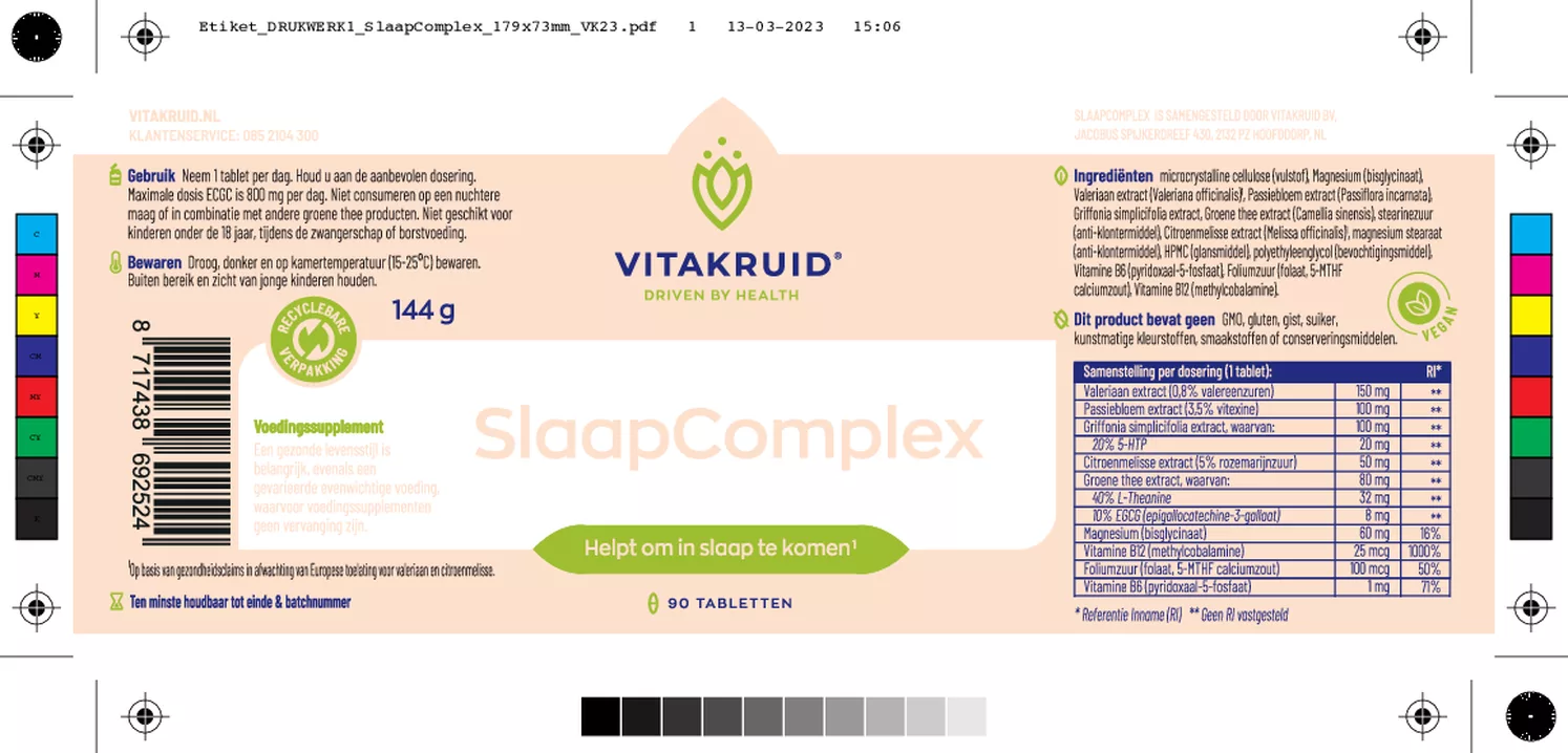 Slaapcomplex Tabletten afbeelding van document #1, etiket