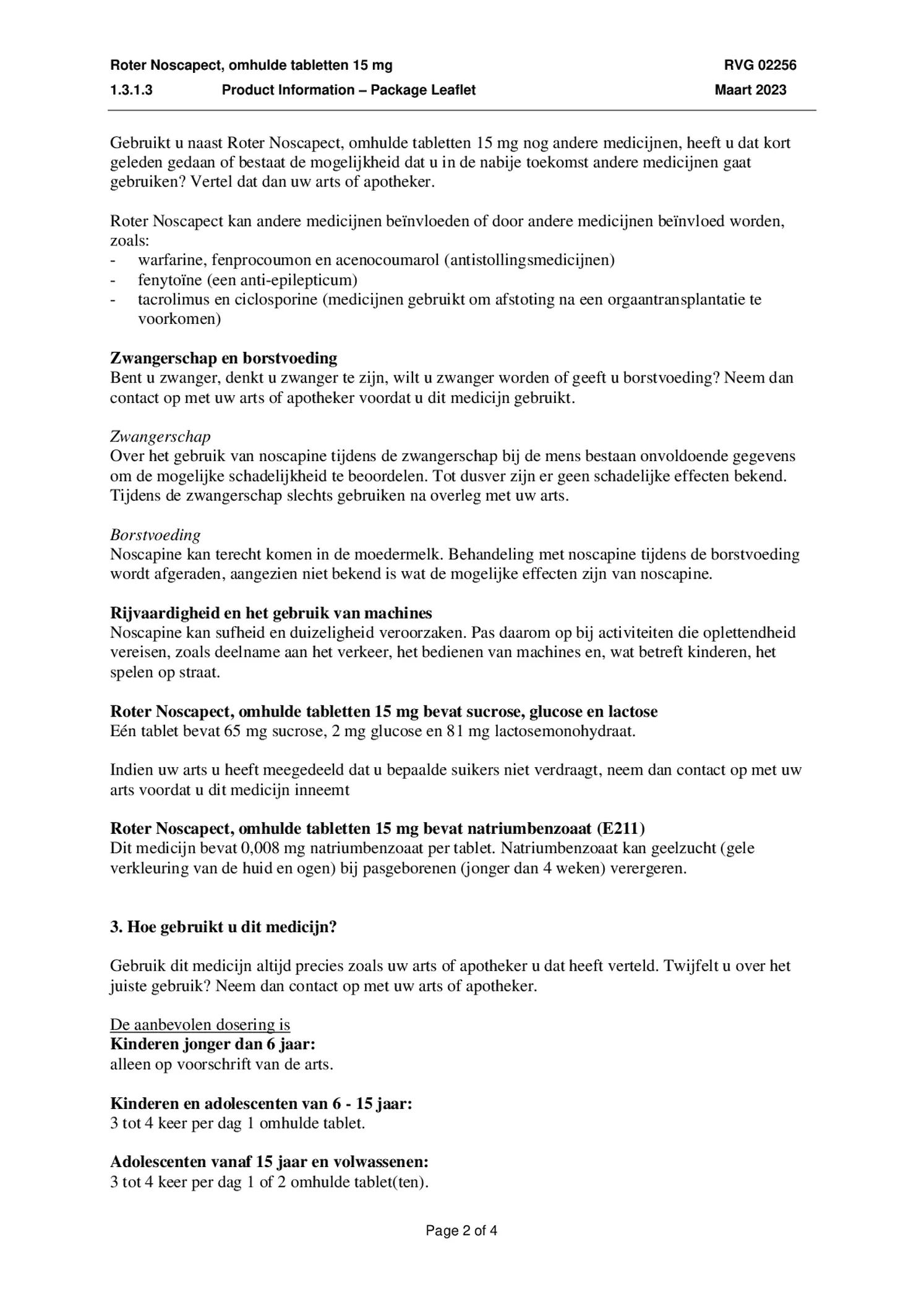 Noscapect Tabletten afbeelding van document #2, bijsluiter