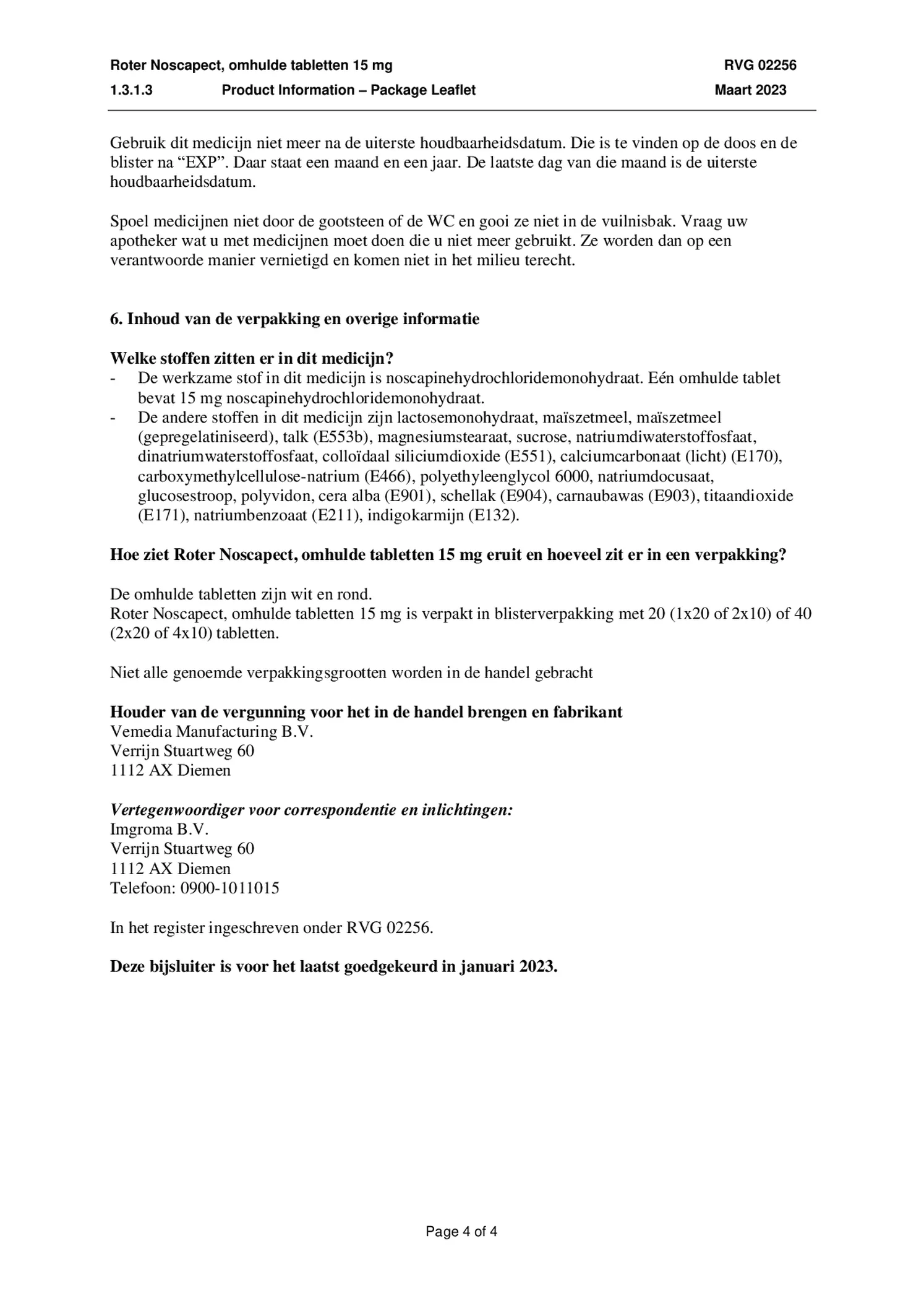 Noscapect Tabletten afbeelding van document #4, bijsluiter