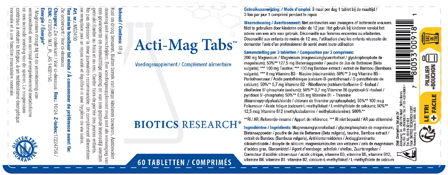 Acti-Mag Tabs afbeelding van document #1, etiket