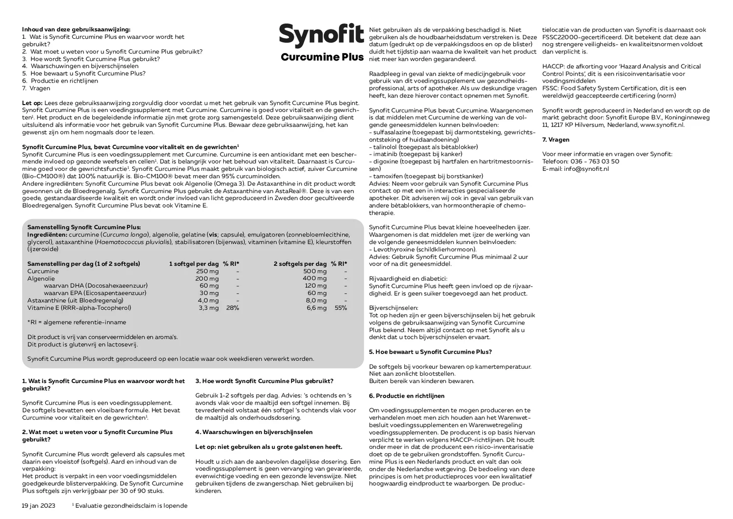 Curcumine Plus Softgels afbeelding van document #1, gebruiksaanwijzing