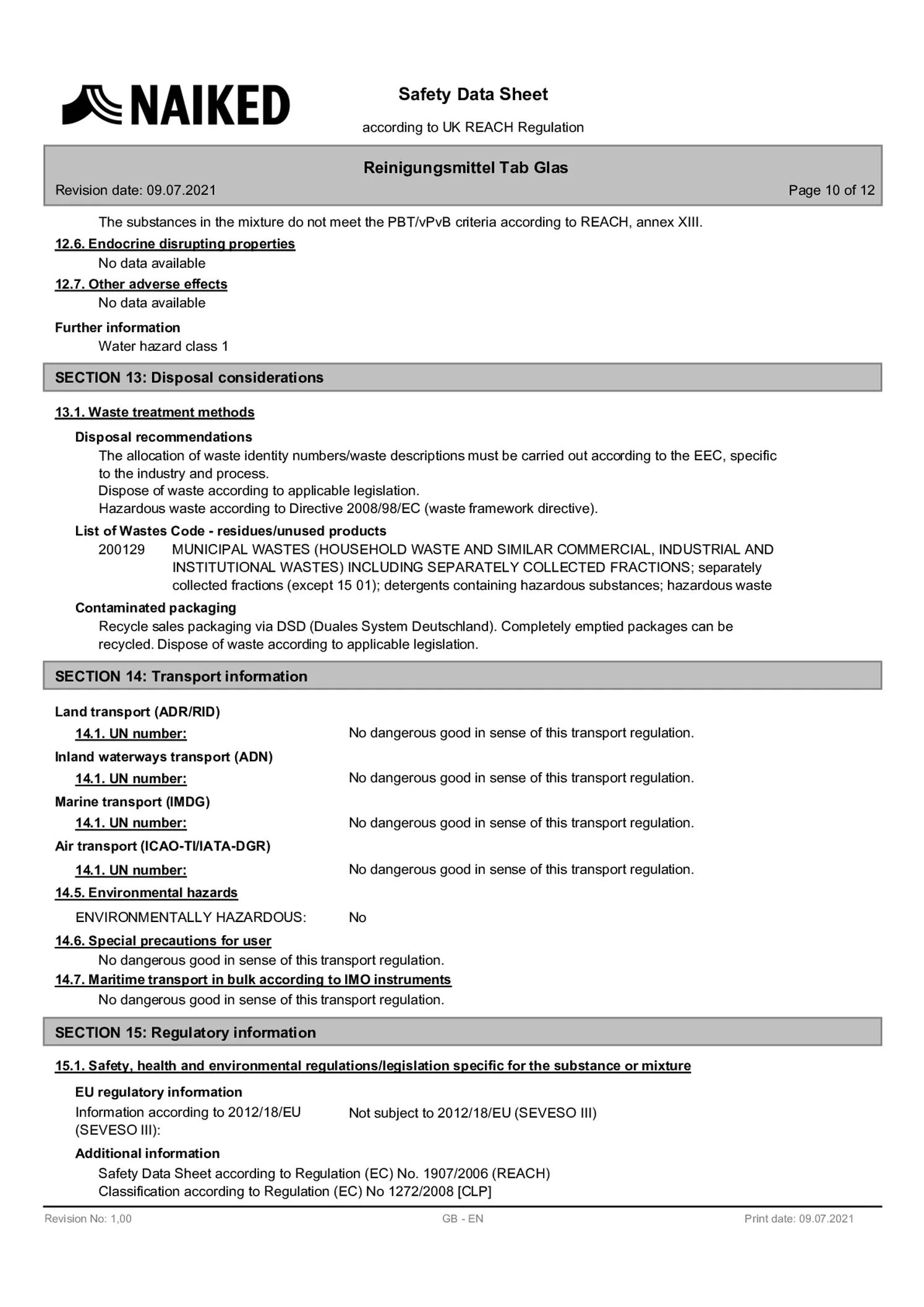 Glasreiniger Tablet afbeelding van document #10, informatiefolder