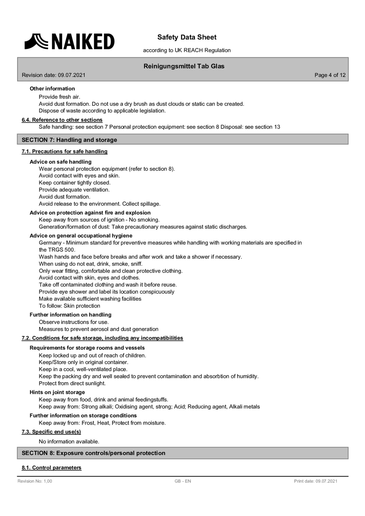 Glasreiniger Tablet afbeelding van document #4, informatiefolder