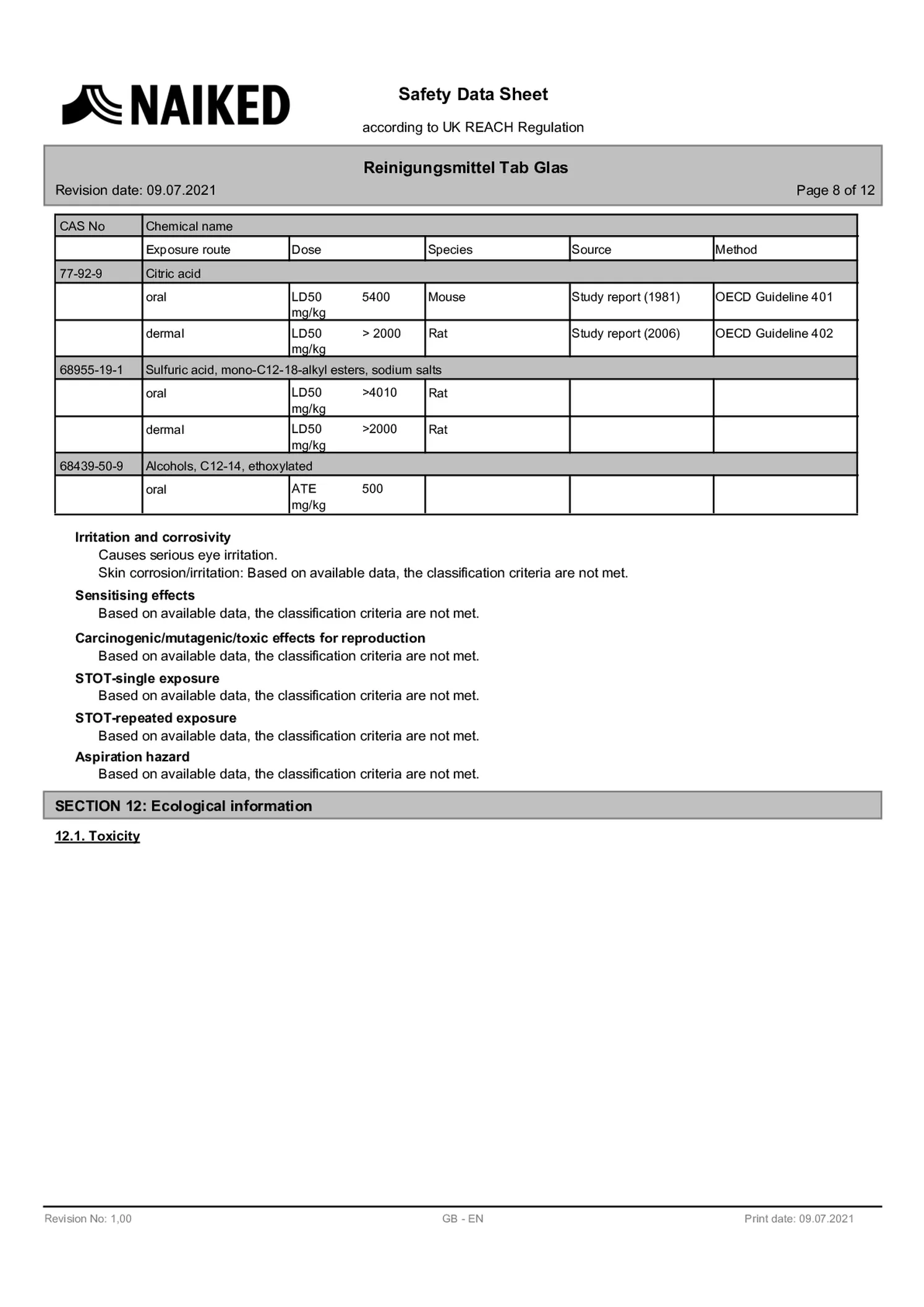 Glasreiniger Tablet afbeelding van document #8, informatiefolder