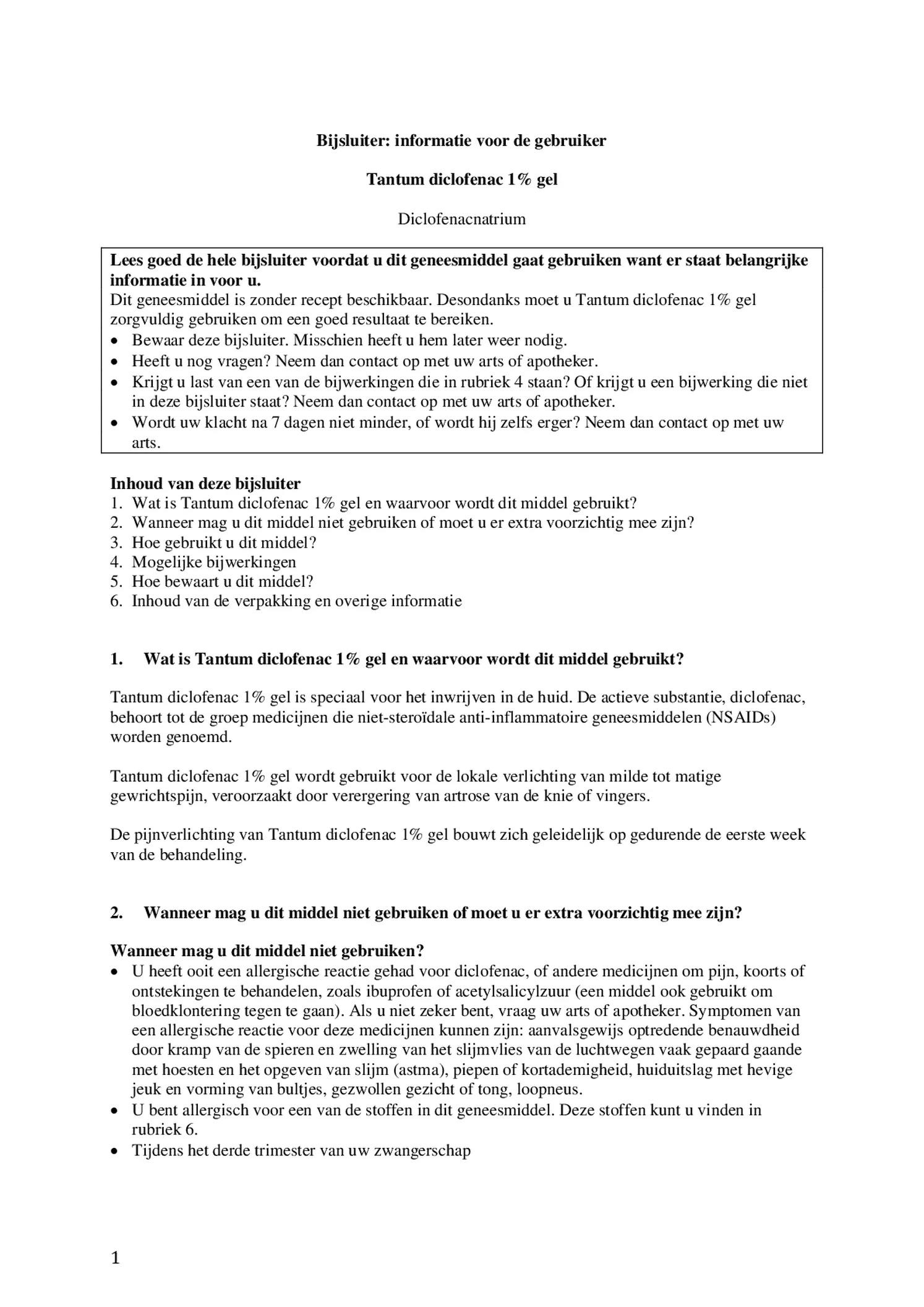 Diclofenac 1% Gel afbeelding van document #1, bijsluiter