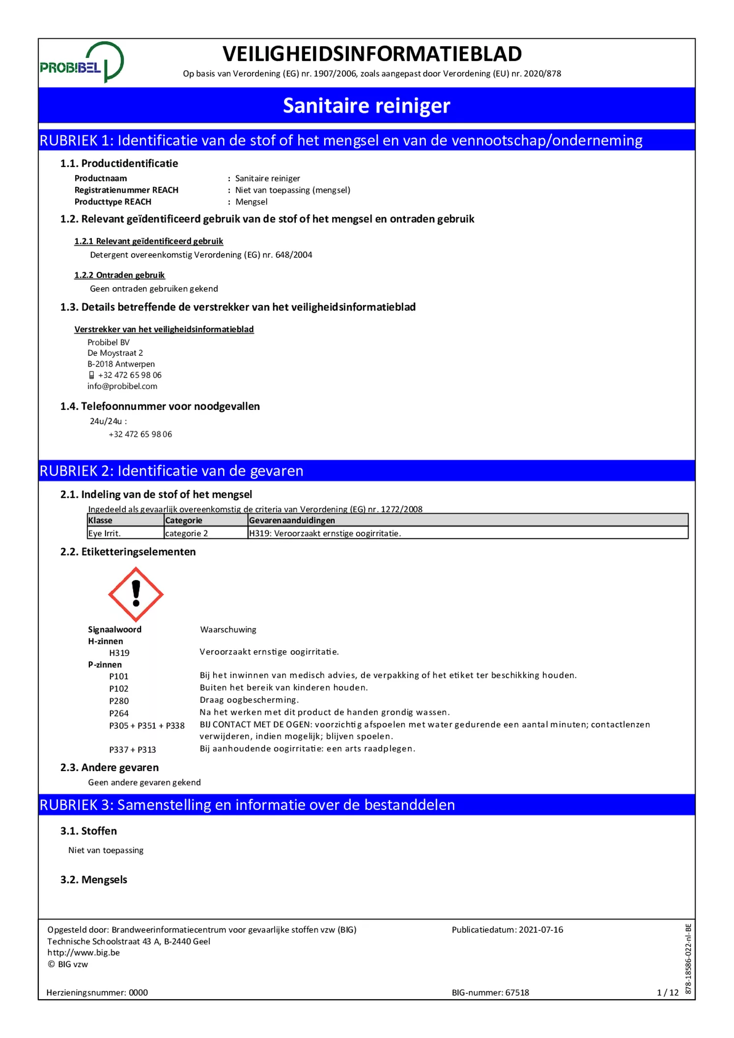 Badkamer Reiniger Navulling afbeelding van document #1, bijsluiter