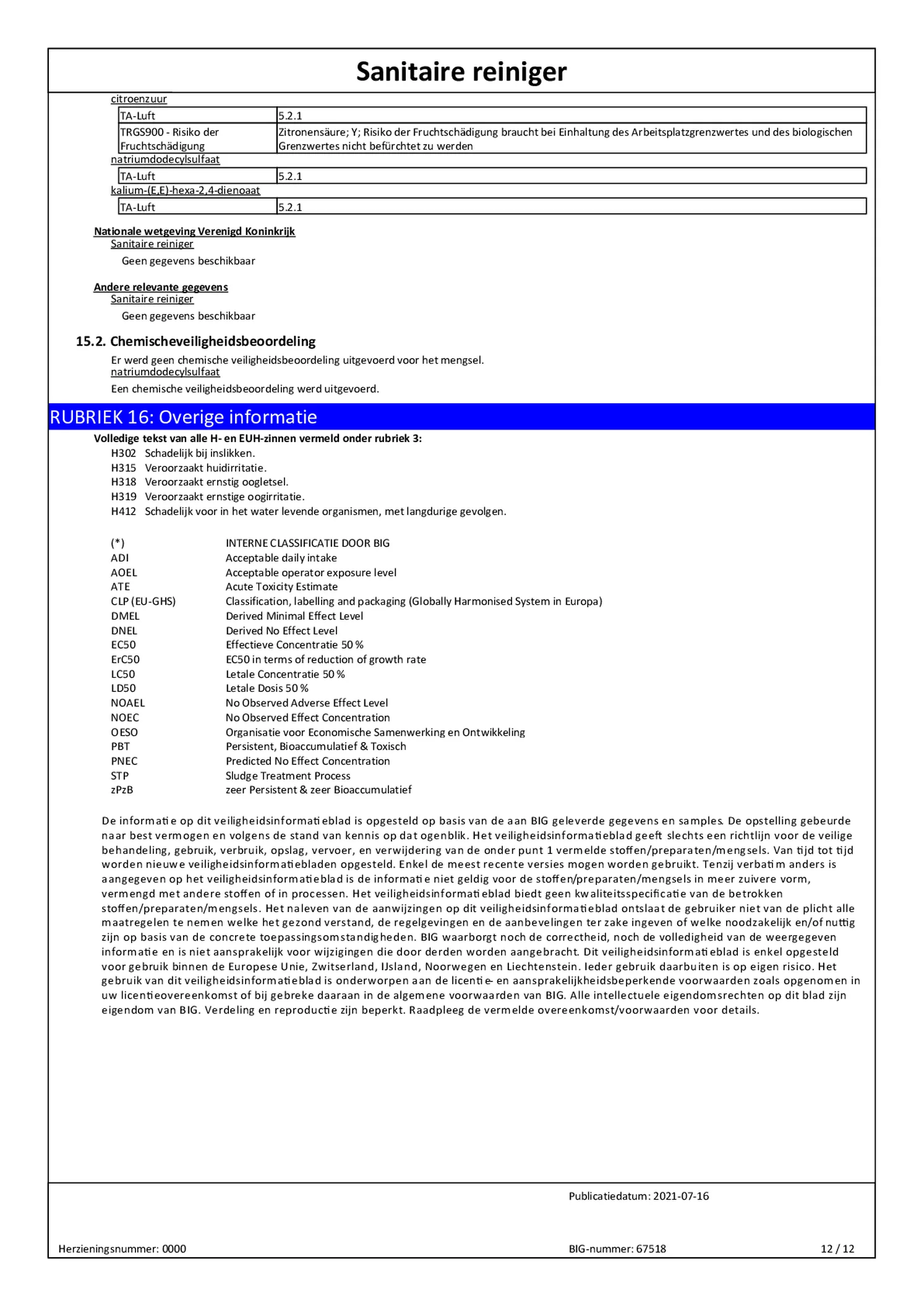 Badkamer Reiniger Navulling afbeelding van document #12, bijsluiter