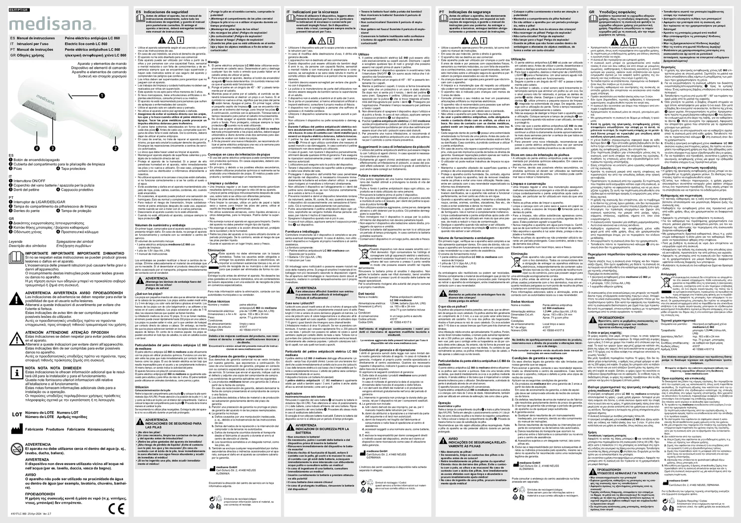 Elektrische Luizenkam LC 860 afbeelding van document #2, gebruiksaanwijzing