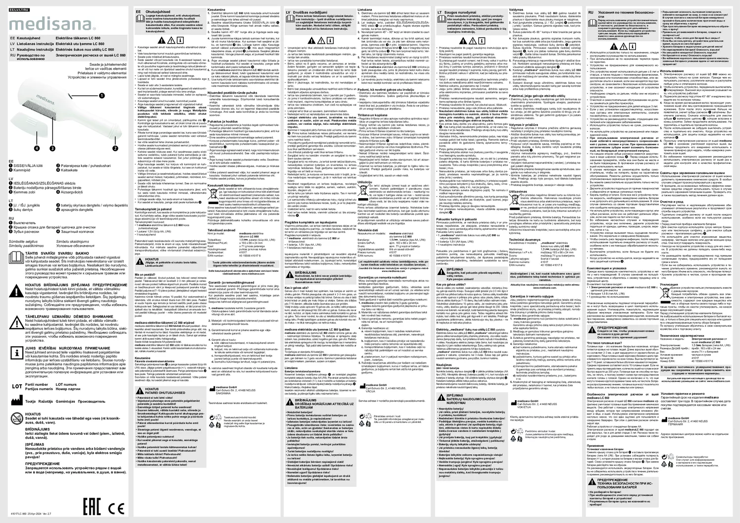 Elektrische Luizenkam LC 860 afbeelding van document #6, gebruiksaanwijzing