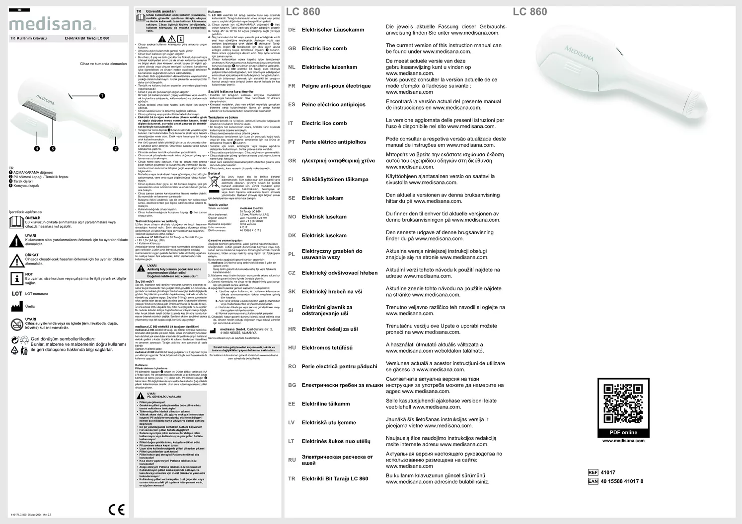 Elektrische Luizenkam LC 860 afbeelding van document #7, gebruiksaanwijzing