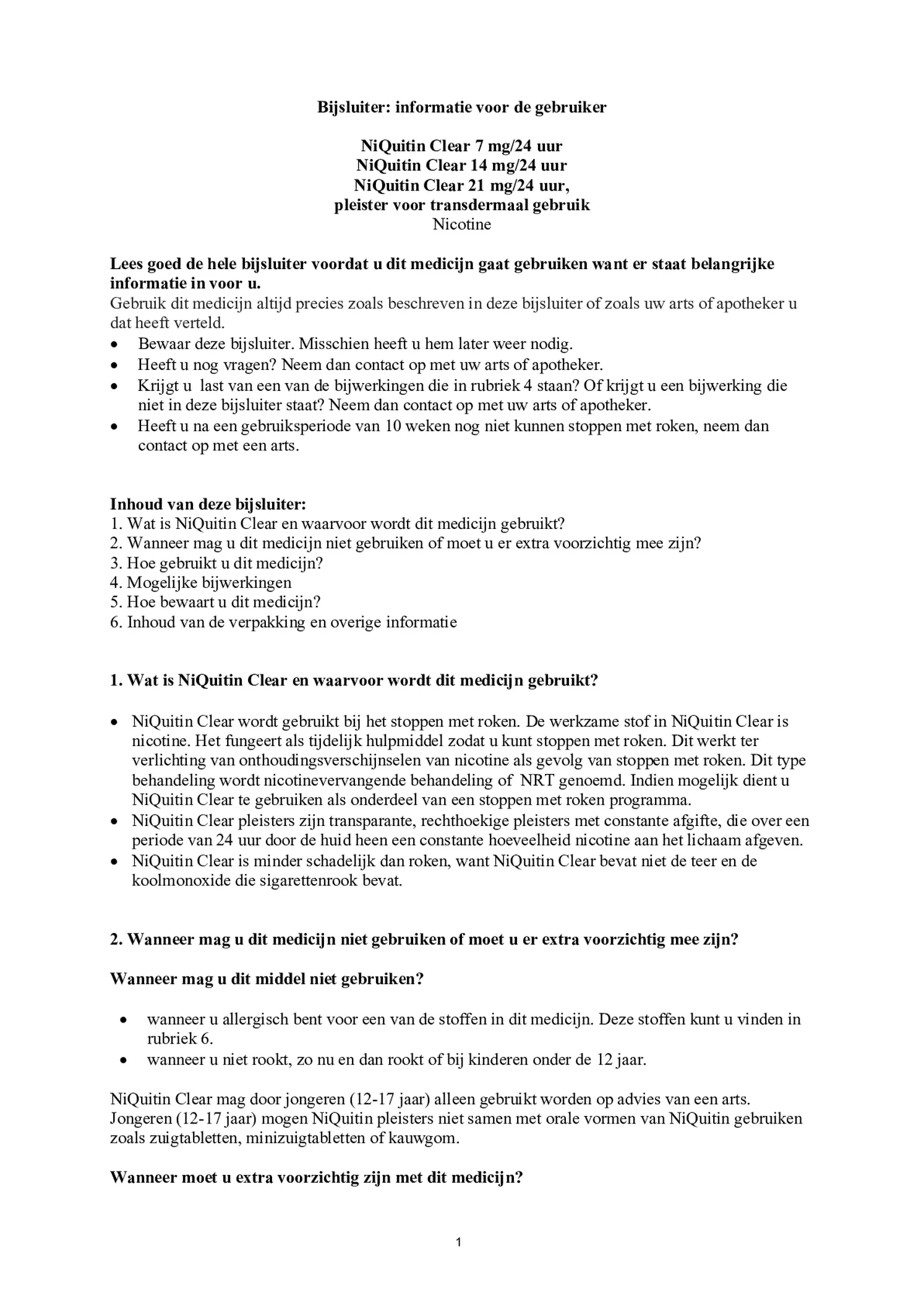 Minizuigtabletten Mint 2.0mg + Clear Pleisters 21mg Stap 1 7ST Combi afbeelding van document #1, bijsluiter