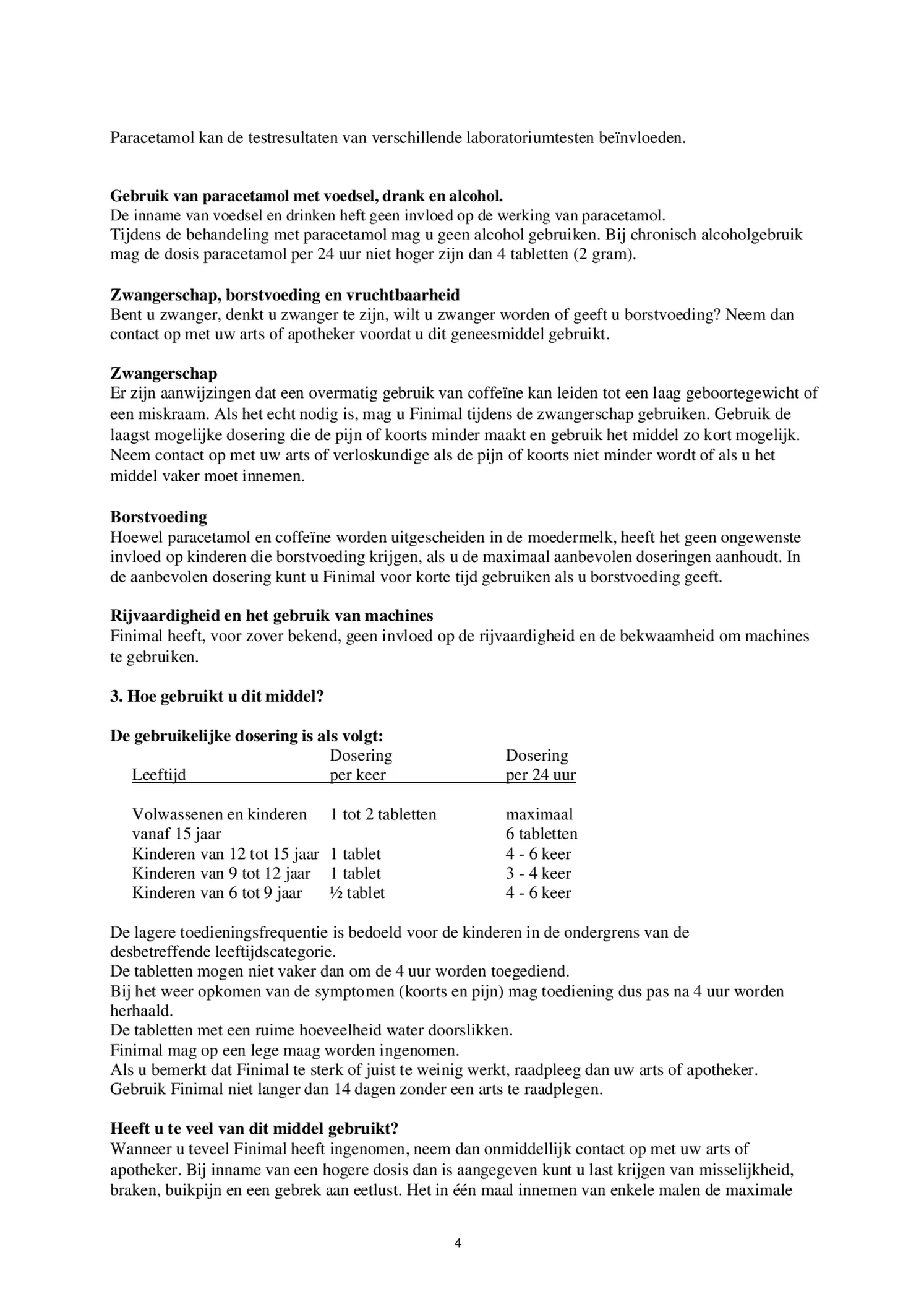 Paracetamol 500mg/Coffeine 50mg afbeelding van document #4, bijsluiter