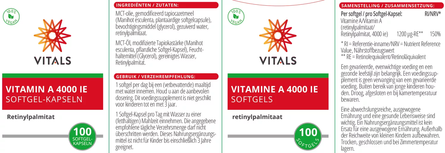 Vitamine A 4000ie Softgels afbeelding van document #1, etiket