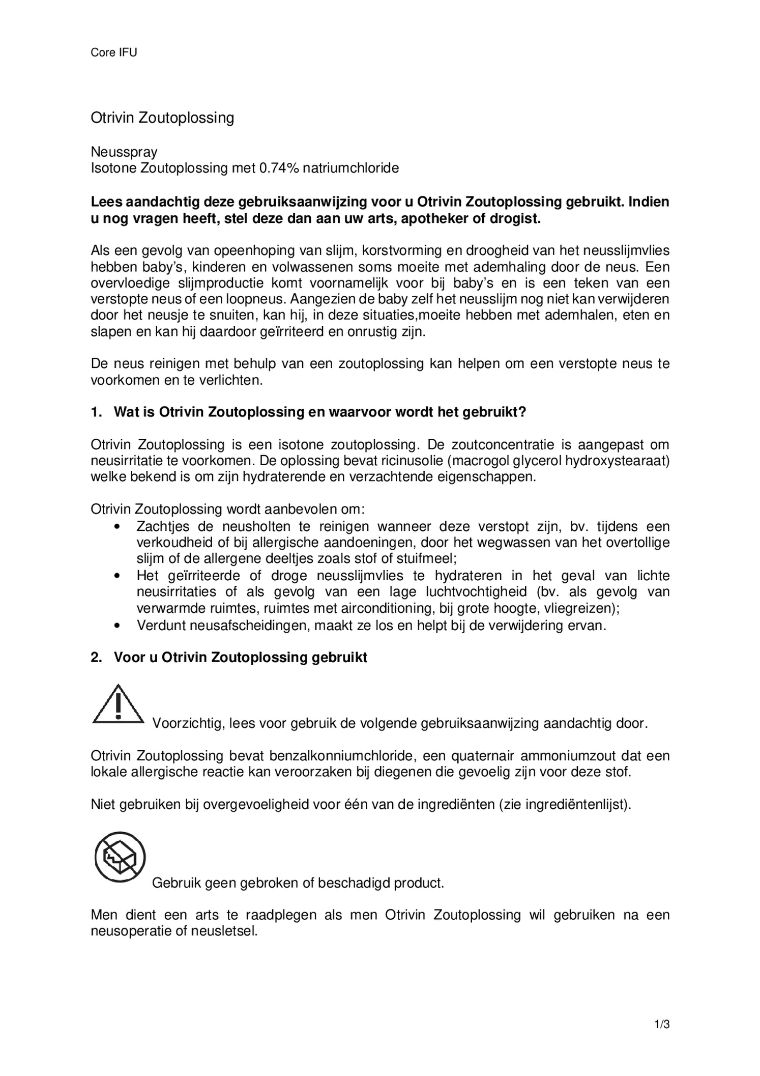 Zoutoplossing Neusspray bij een verstopte neus afbeelding van document #1, gebruiksaanwijzing