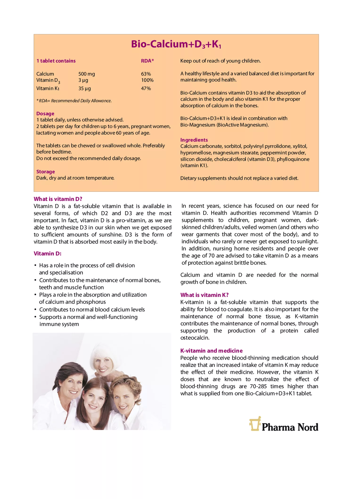 Bio-Calcium+D3+K1+K2 Tabletten afbeelding van document #2, gebruiksaanwijzing