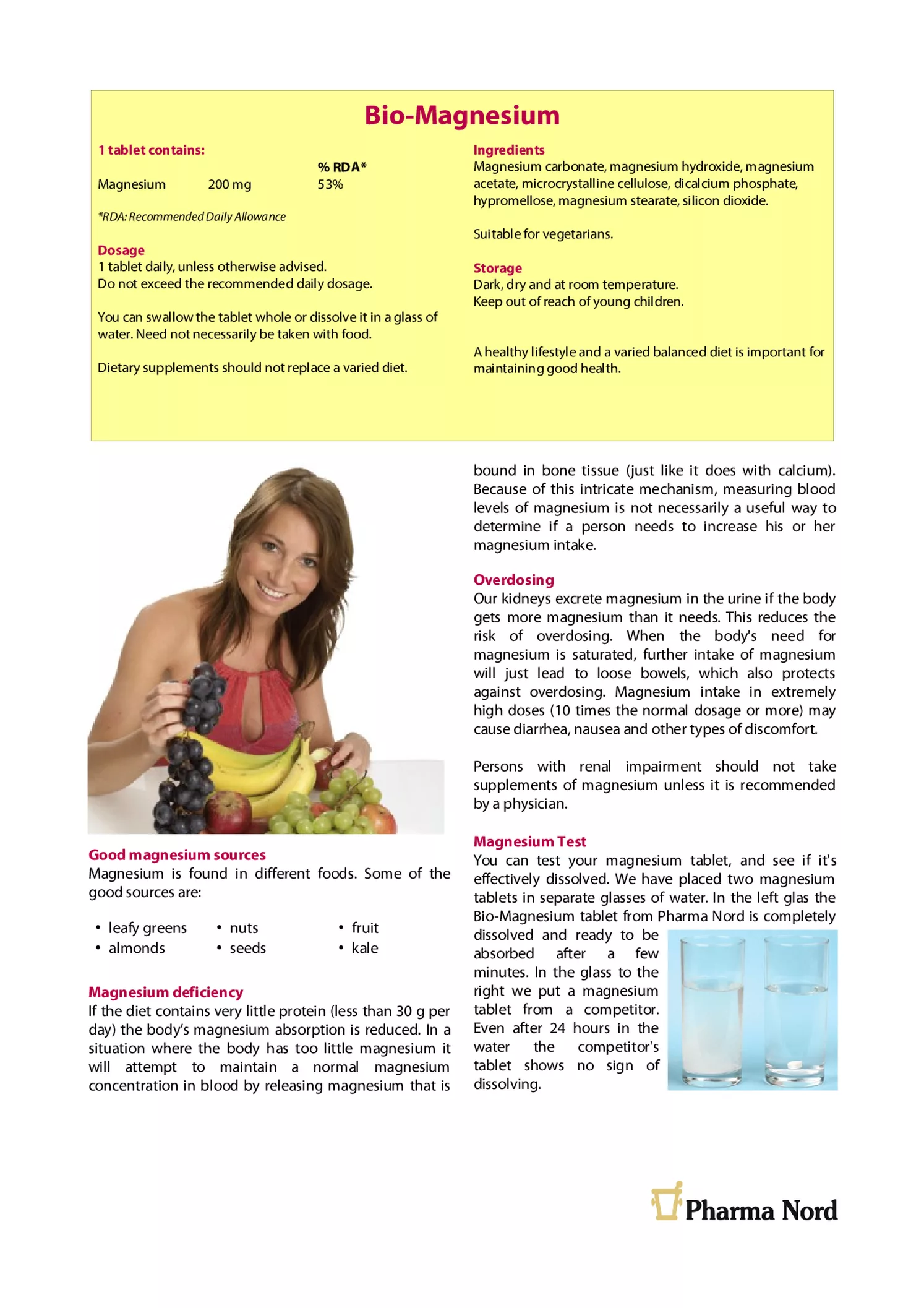 BioActive Magnesium Tabletten afbeelding van document #2, informatiefolder