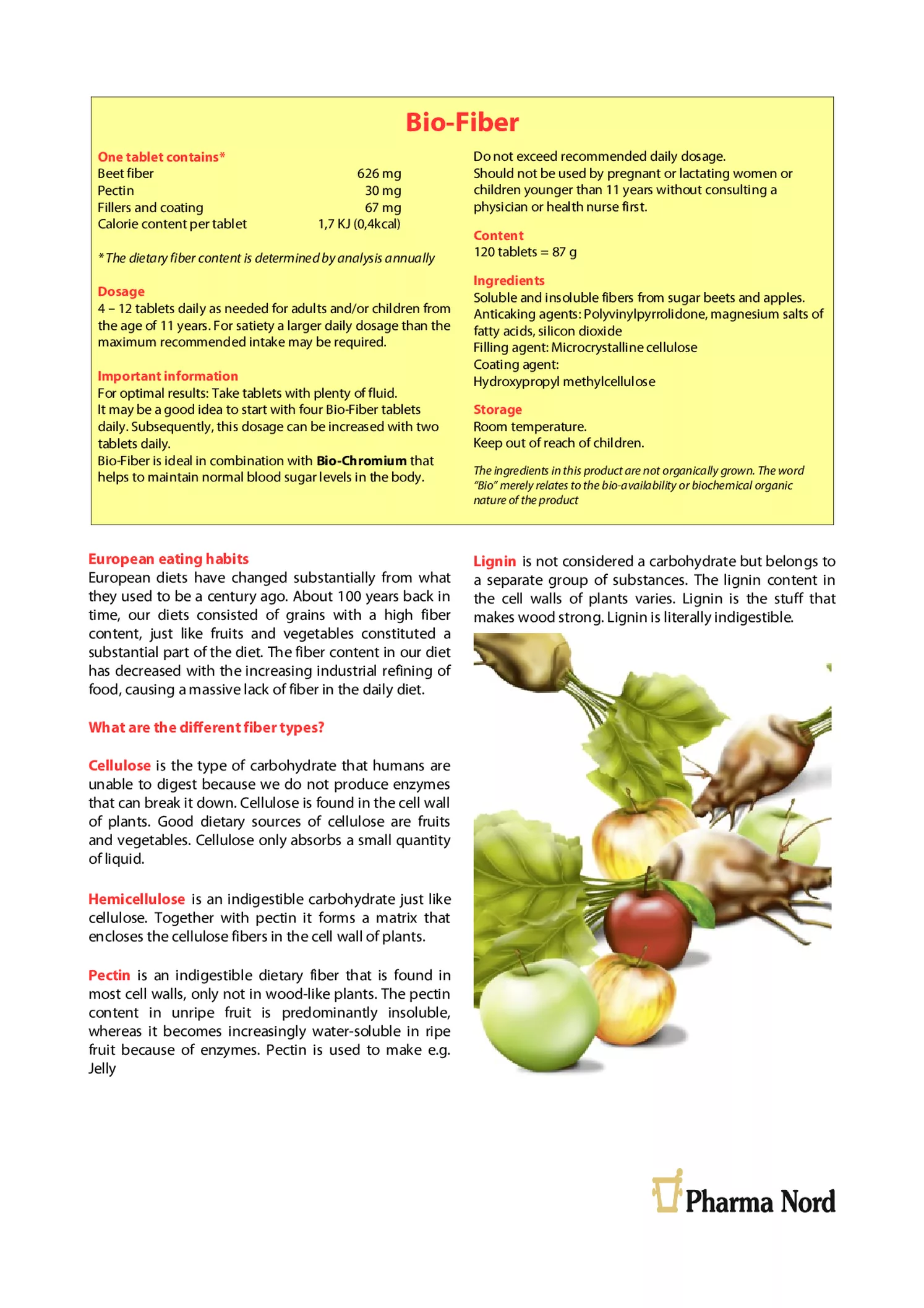 Bio-Fiber Tabletten afbeelding van document #2, informatiefolder