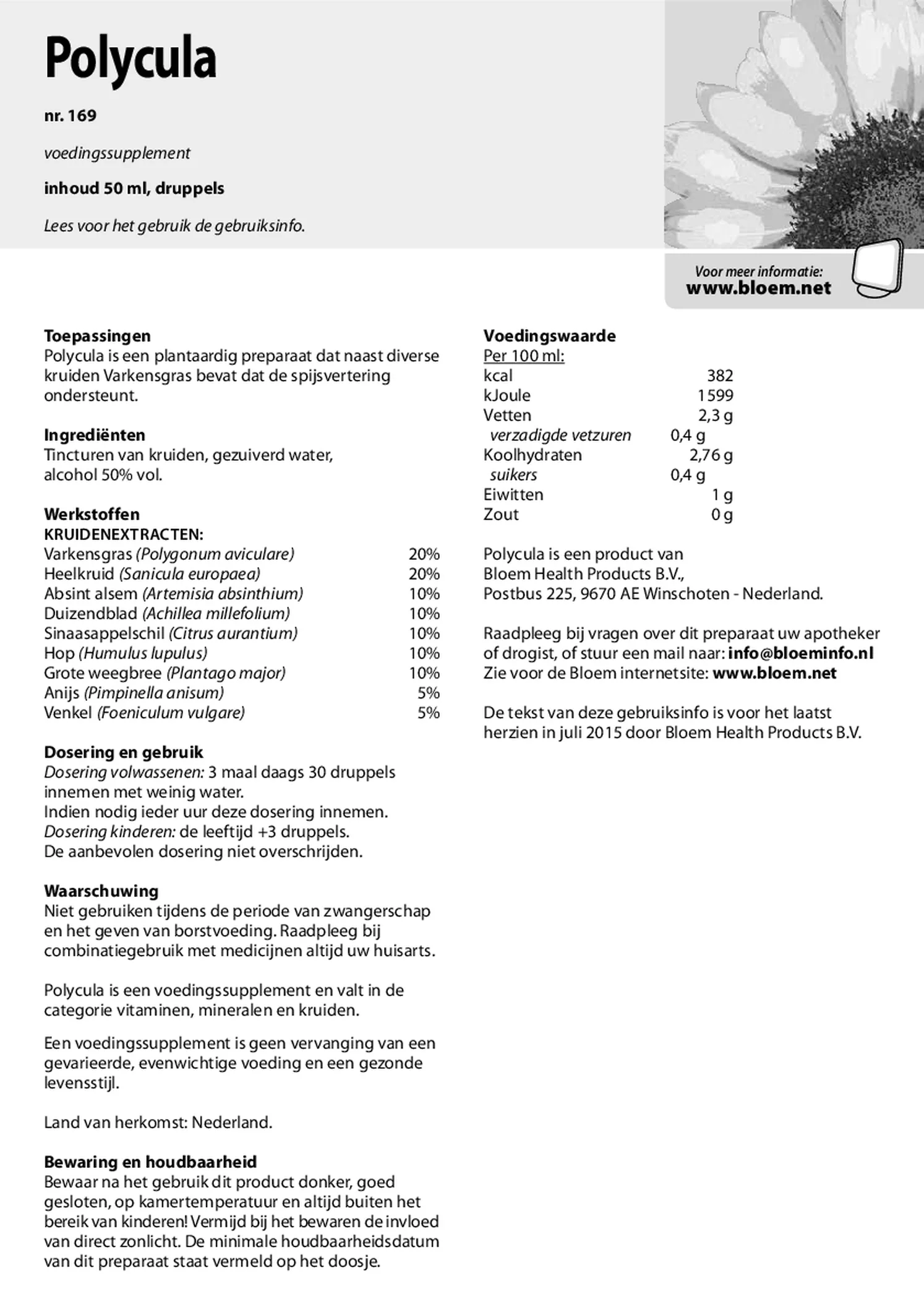 Polycula Druppels afbeelding van document #1, gebruiksaanwijzing