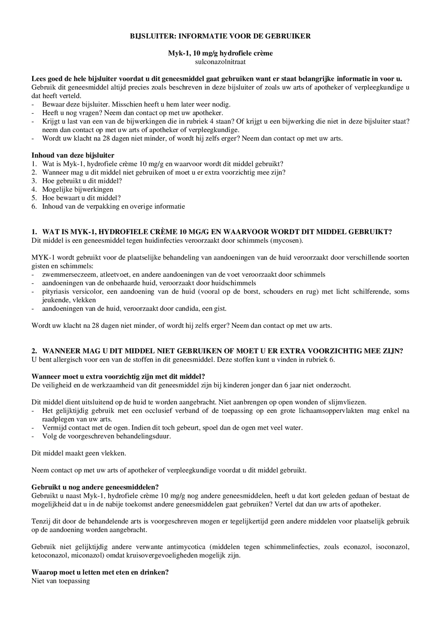 hydrofiele crème 10mg/g - bij schimmelinfecties van de huid - afbeelding van document #1, bijsluiter