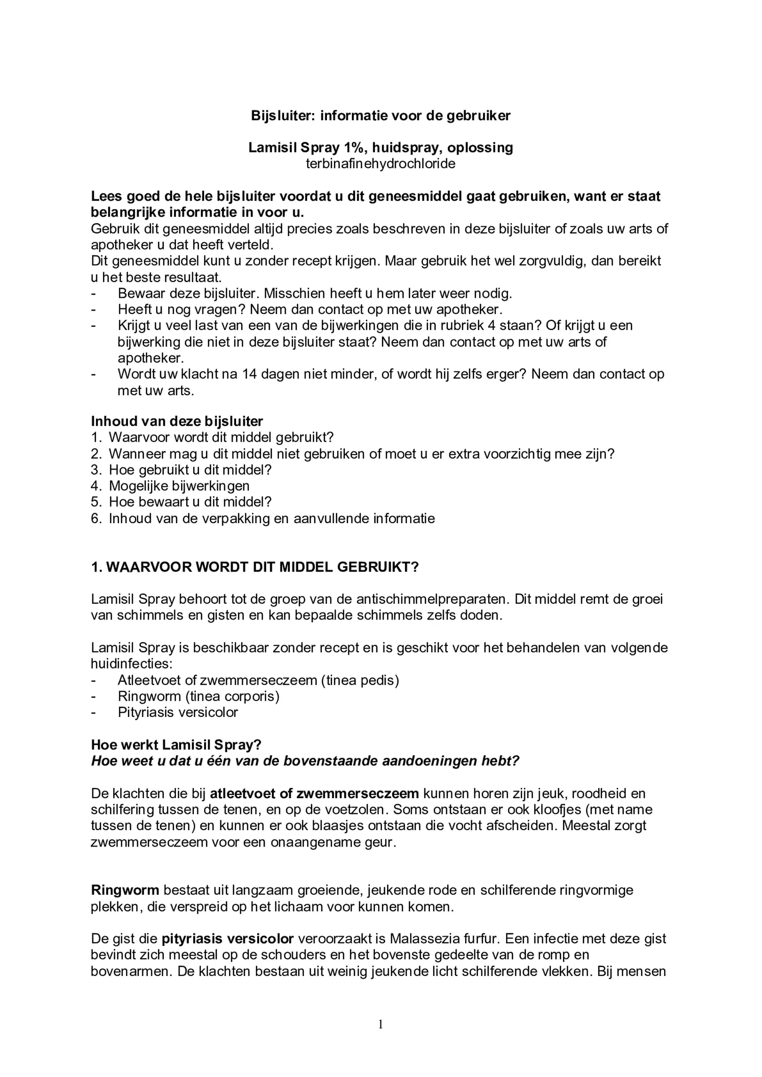 Voetschimmelspray afbeelding van document #1, bijsluiter