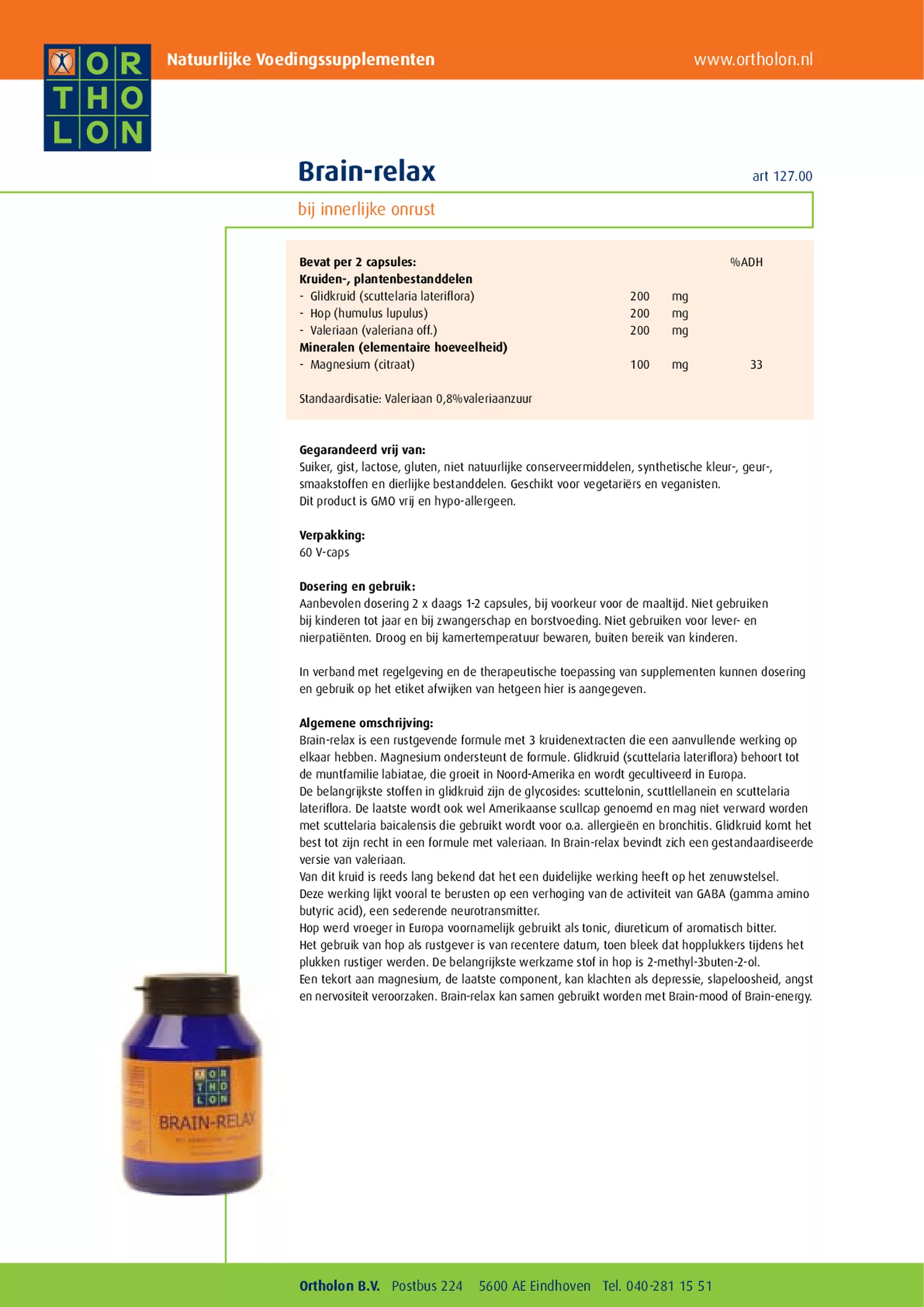 Brain Relax Capsules afbeelding van document #1, informatiefolder