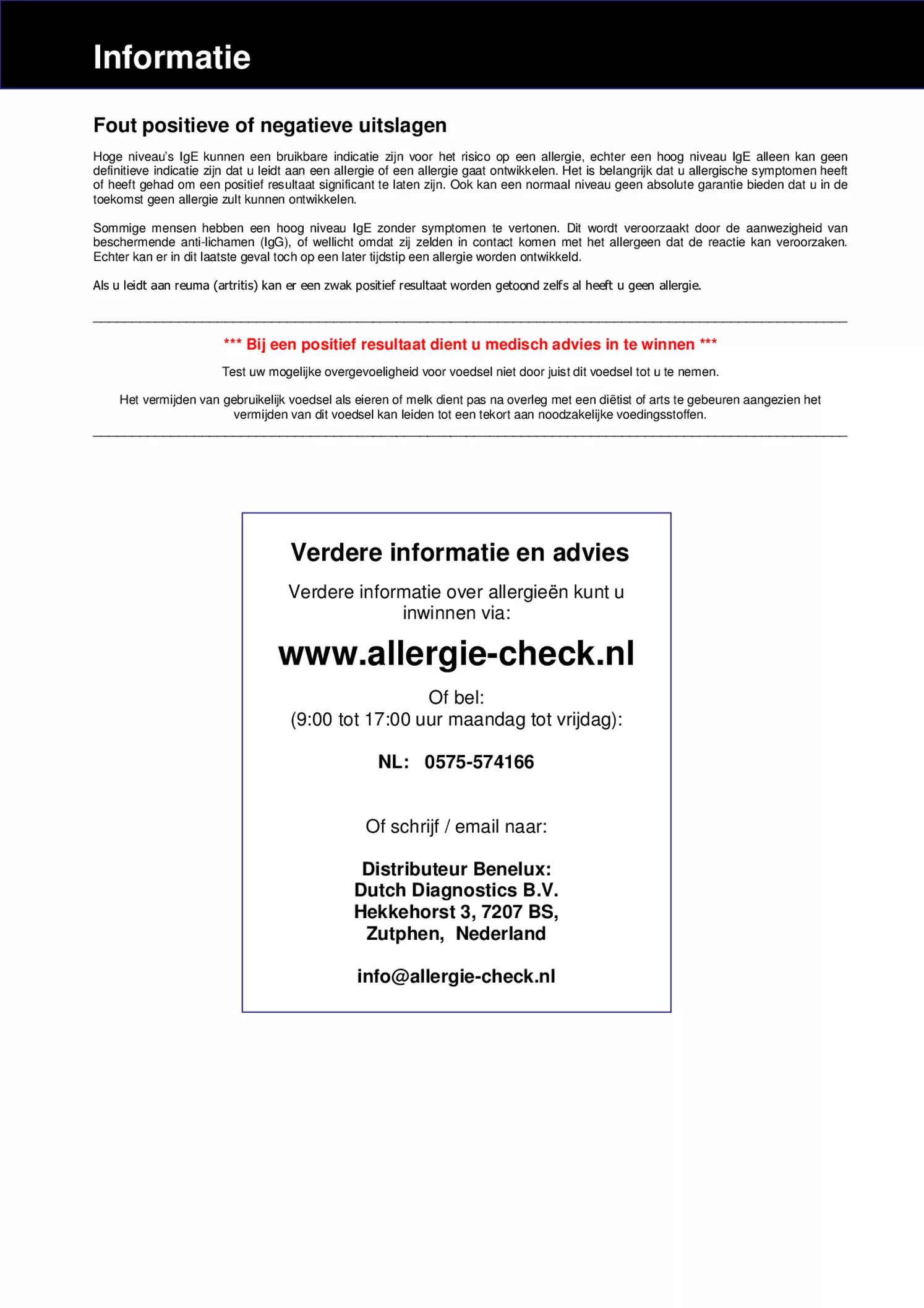 Allergie Check Huisstofmijt afbeelding van document #3, gebruiksaanwijzing