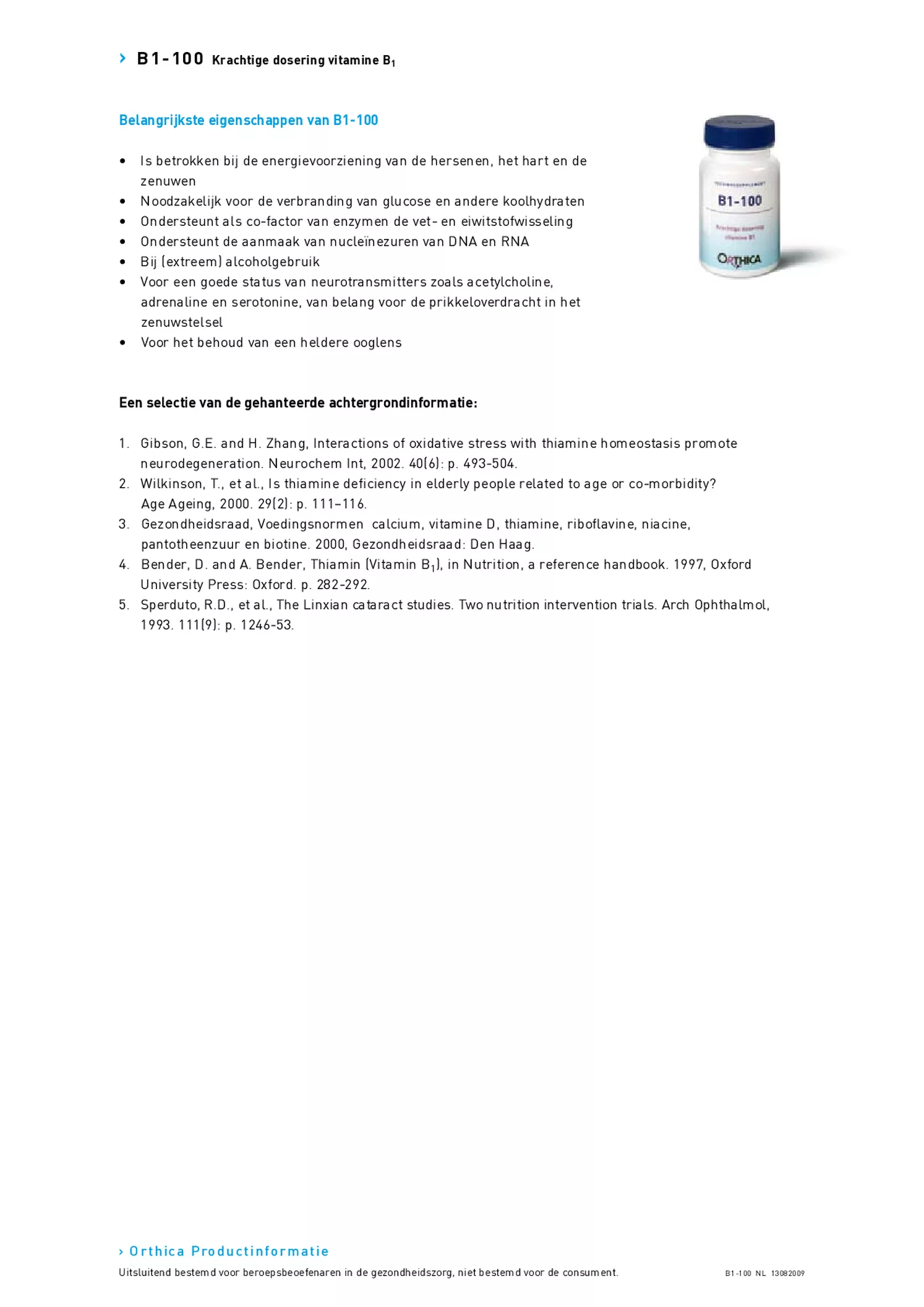 B1-100 Tabletten afbeelding van document #2, productonderzoek