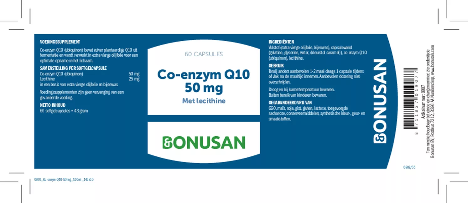 Co-enzym Q10 50mg Capsules afbeelding van document #1, etiket