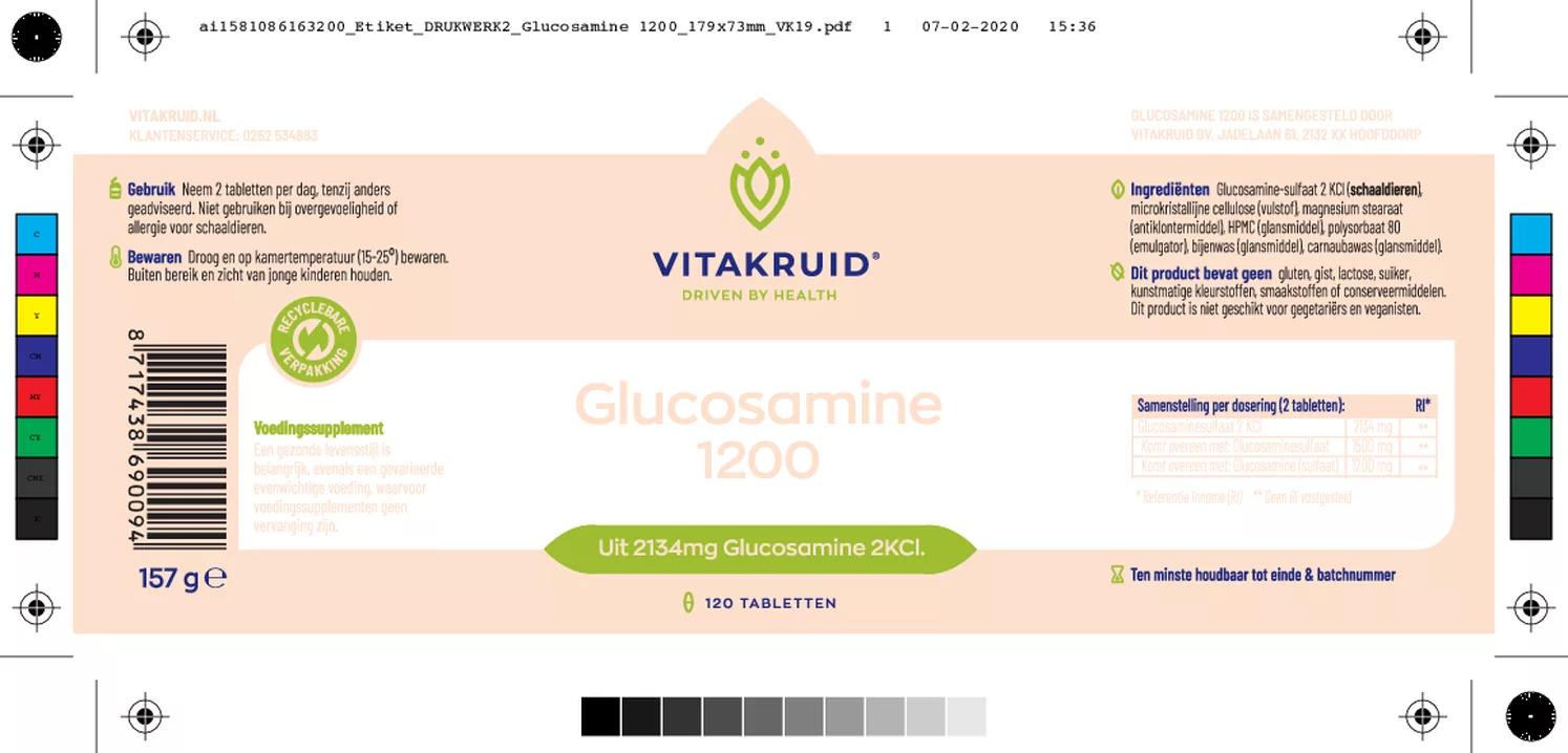 Glucosamine 1200 Tabletten afbeelding van document #1, etiket