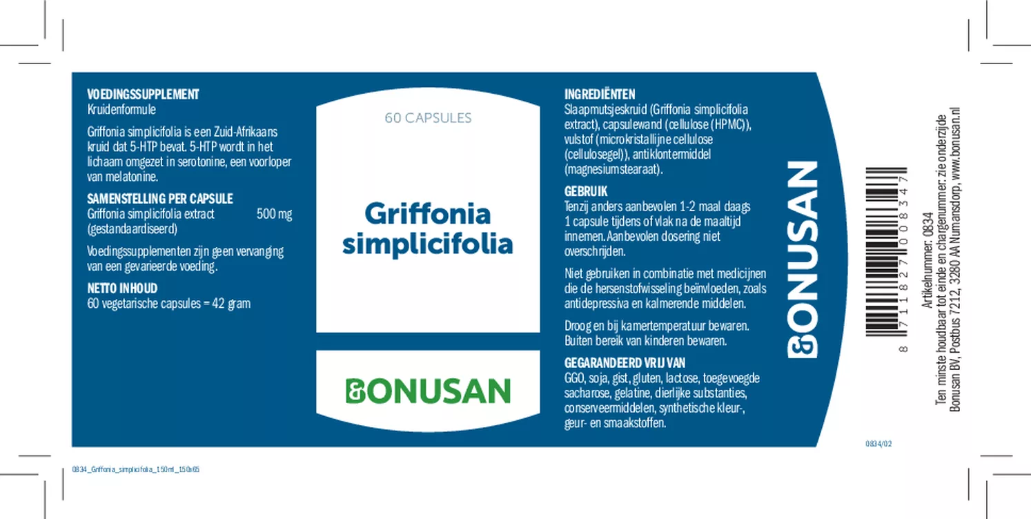 Griffonia Simplicifolia Capsules afbeelding van document #1, etiket