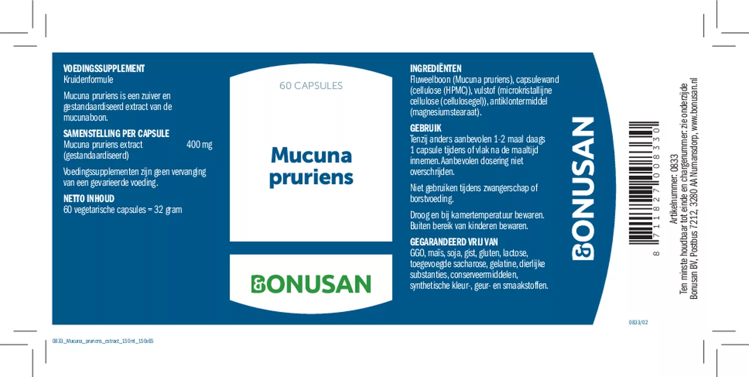 Mucuna Pruriens Capsules afbeelding van document #1, etiket