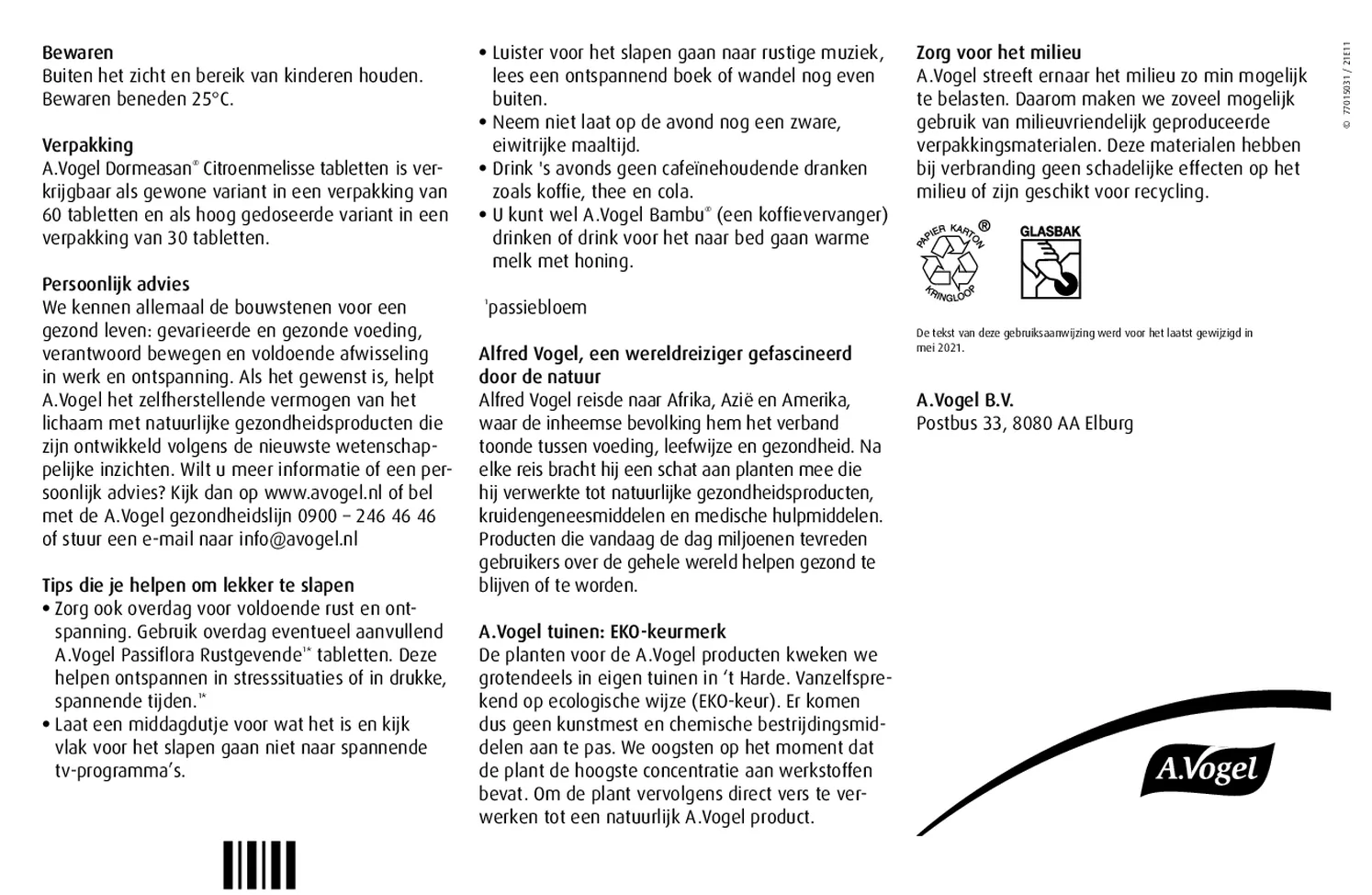 Dormeasan Citroenmelisse Nachtrust Tabletten Sterk afbeelding van document #2, bijsluiter