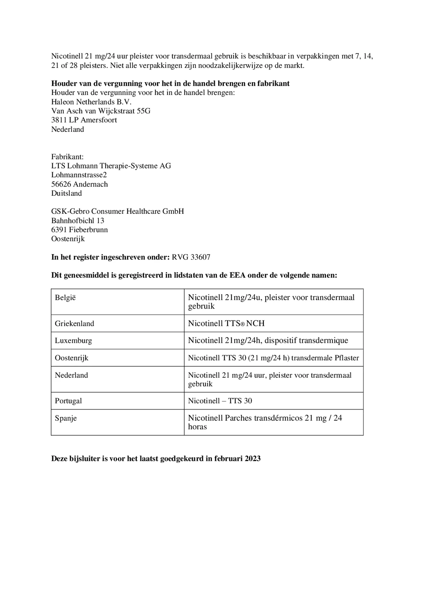 Pleisters 21 mg - voor stoppen met roken afbeelding van document #8, bijsluiter