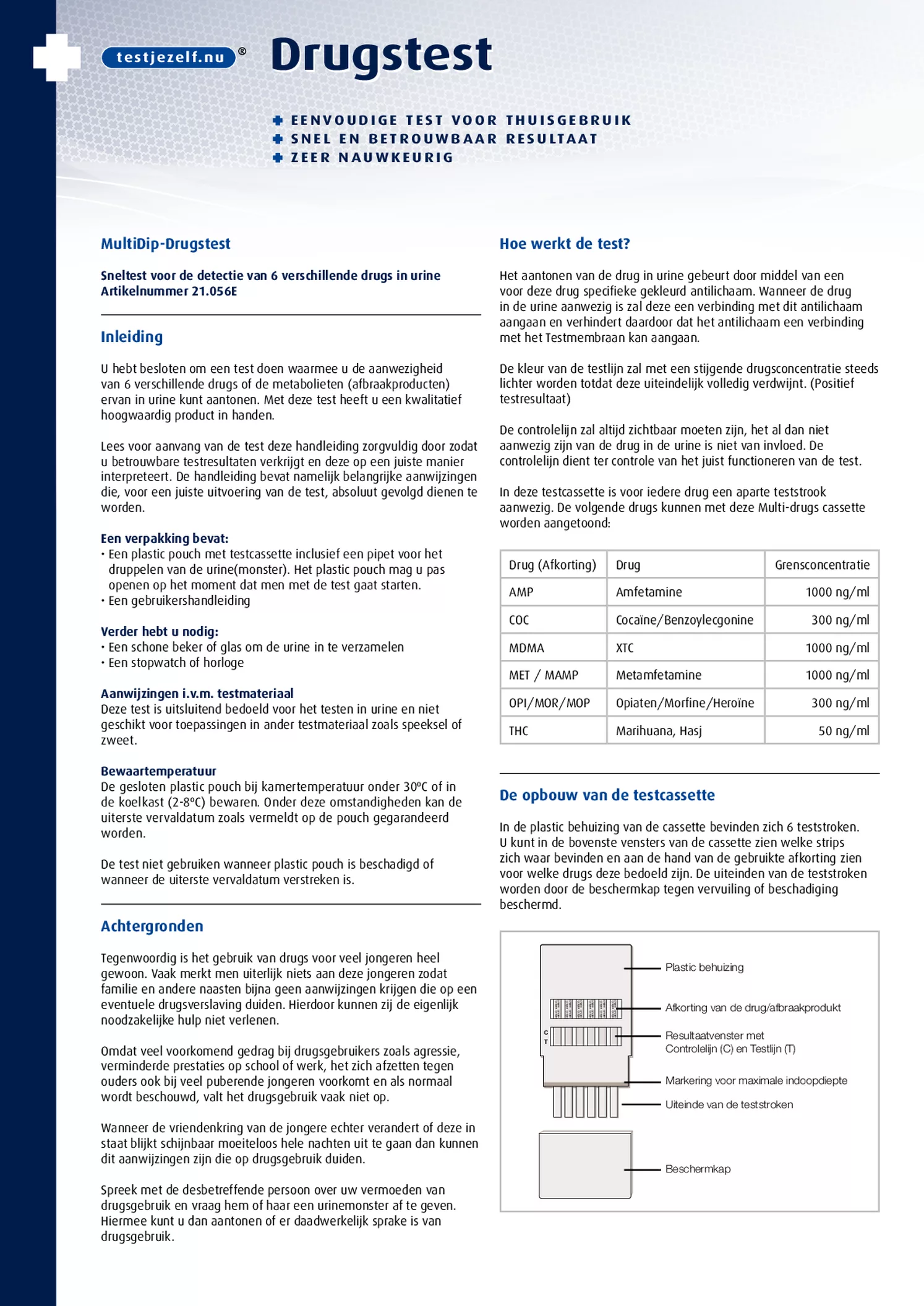 Drugstest Multi 6 afbeelding van document #1, gebruiksaanwijzing