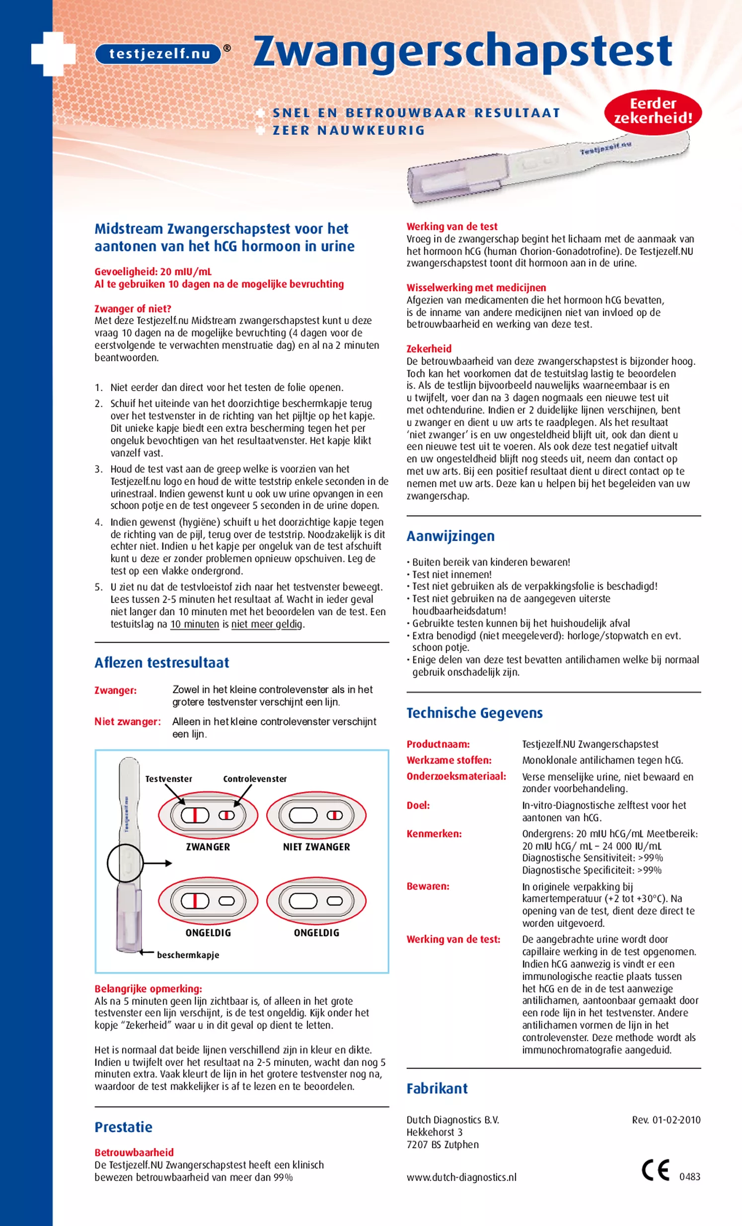 Zwangerschapstest afbeelding van document #1, gebruiksaanwijzing