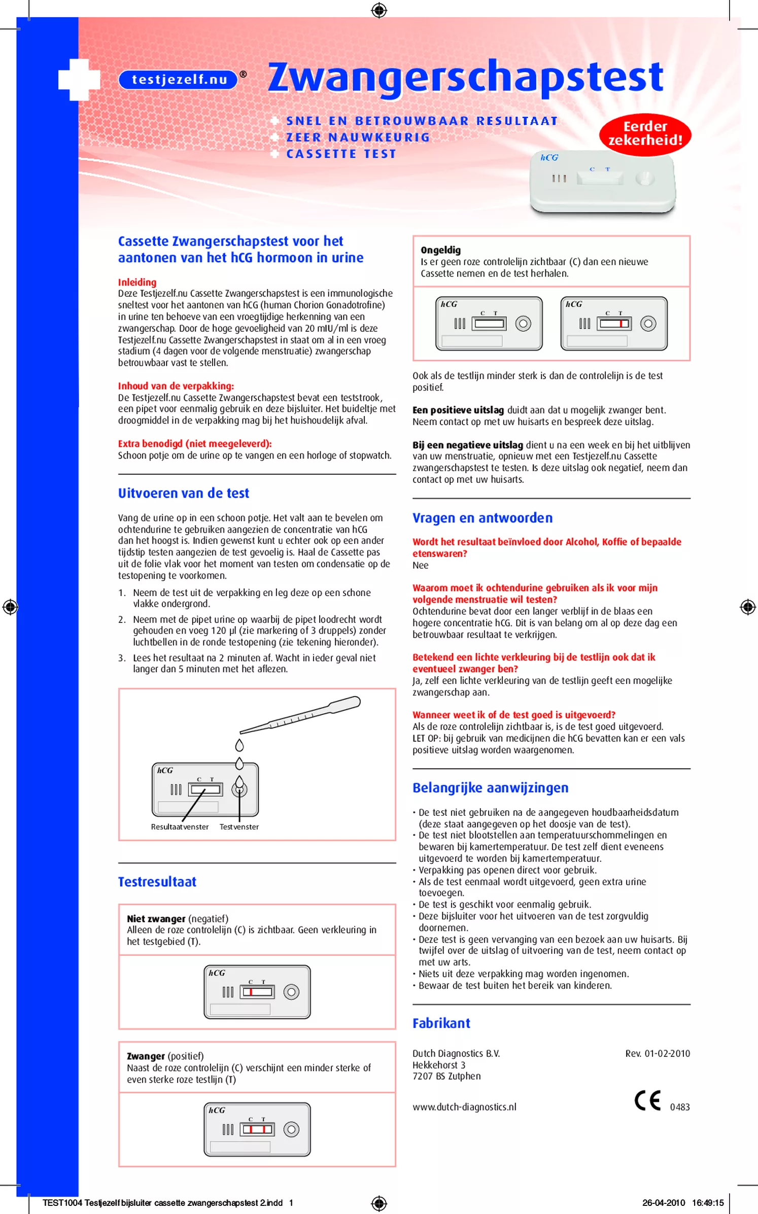 Zwangerschapstest afbeelding van document #1, gebruiksaanwijzing