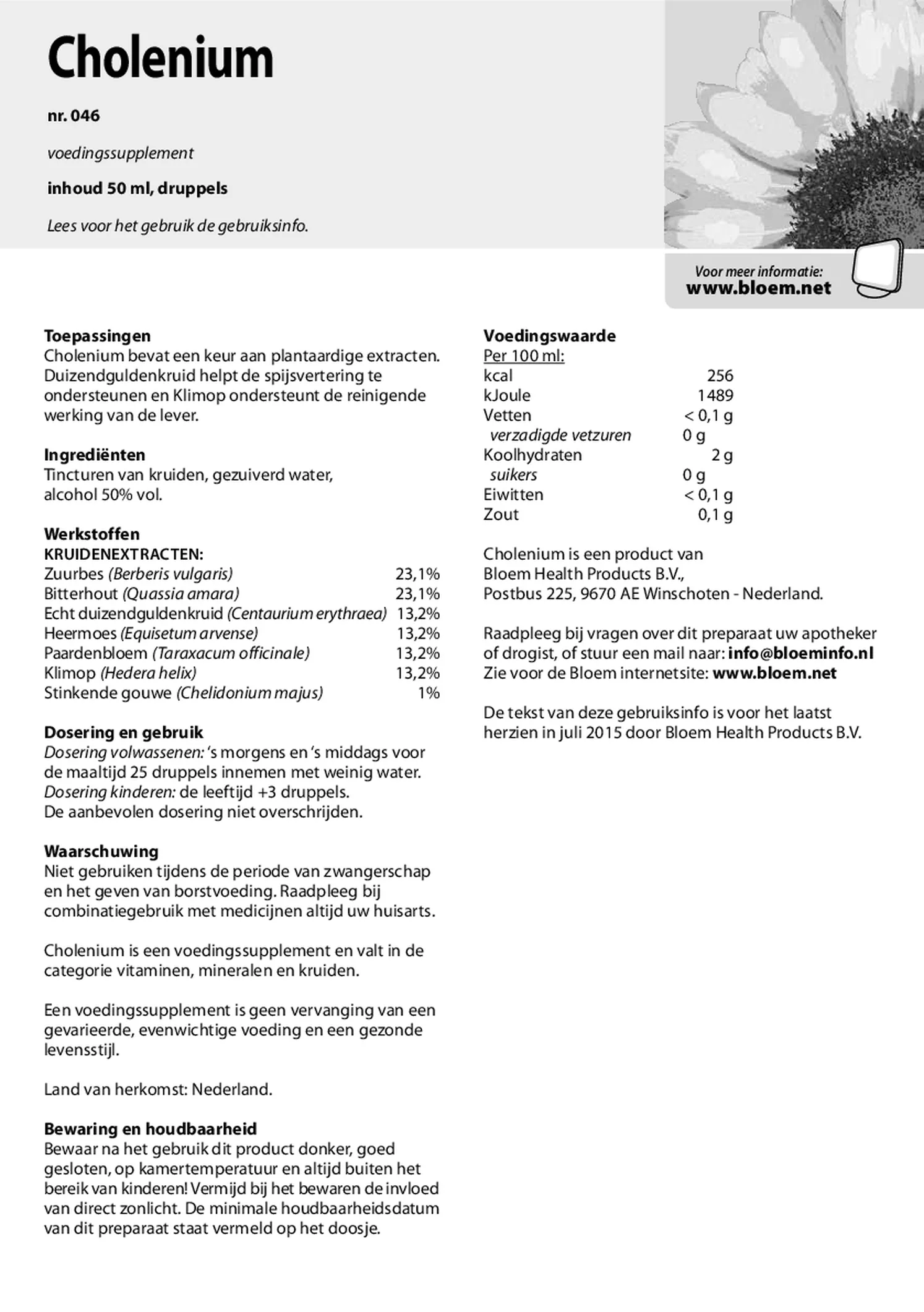 Cholenium Druppels afbeelding van document #1, gebruiksaanwijzing