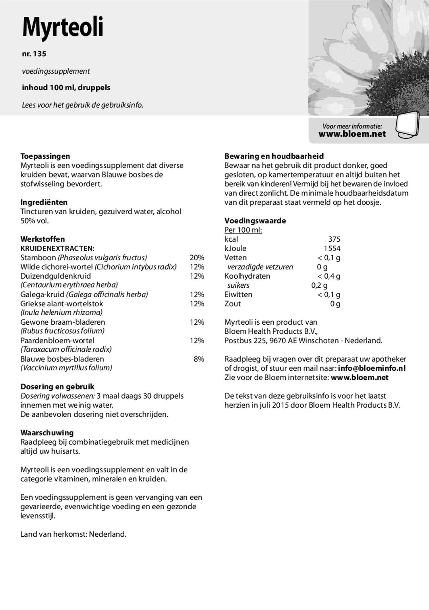 Myrteoli Druppels afbeelding van document #1, gebruiksaanwijzing