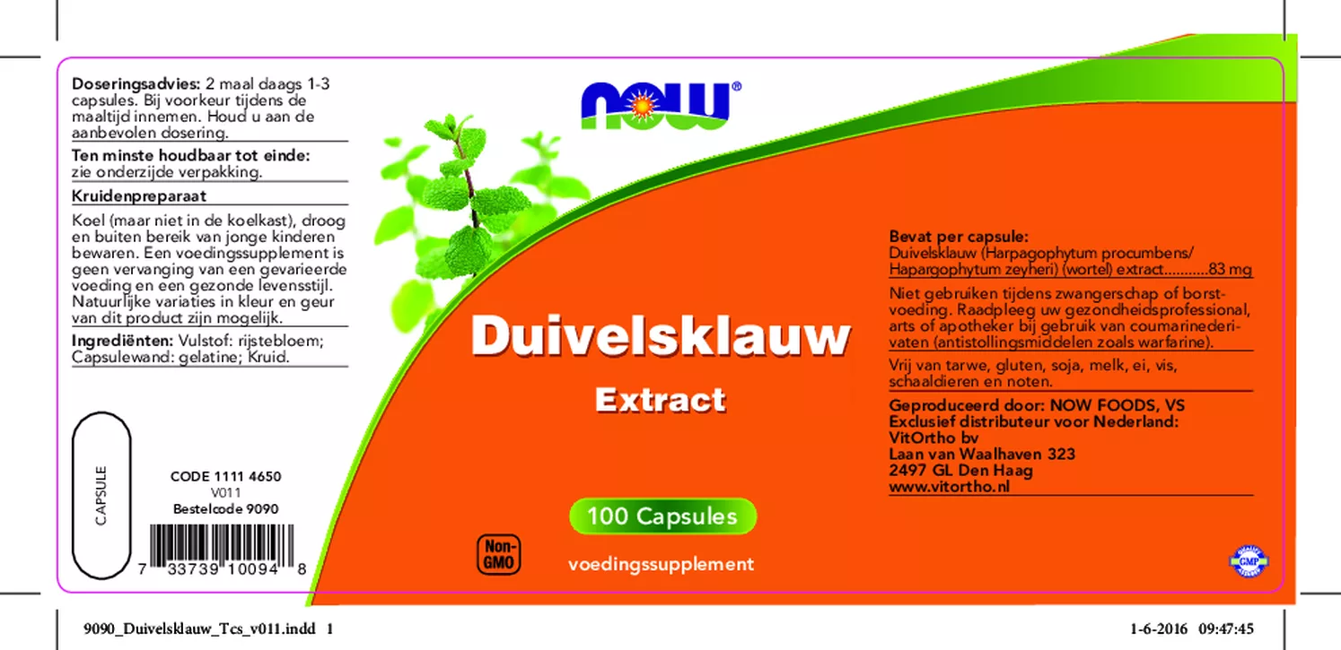 Duivelsklauw Extract Capsules afbeelding van document #1, etiket