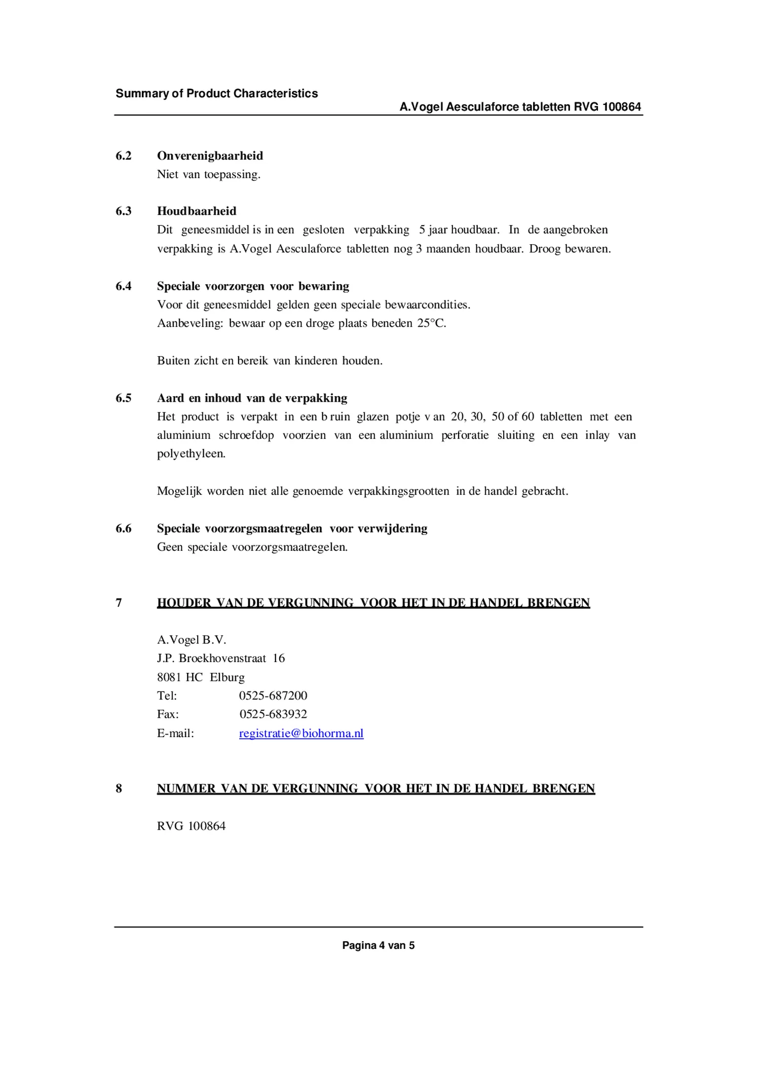 Aesculaforce Tabletten afbeelding van document #4, bijsluiter