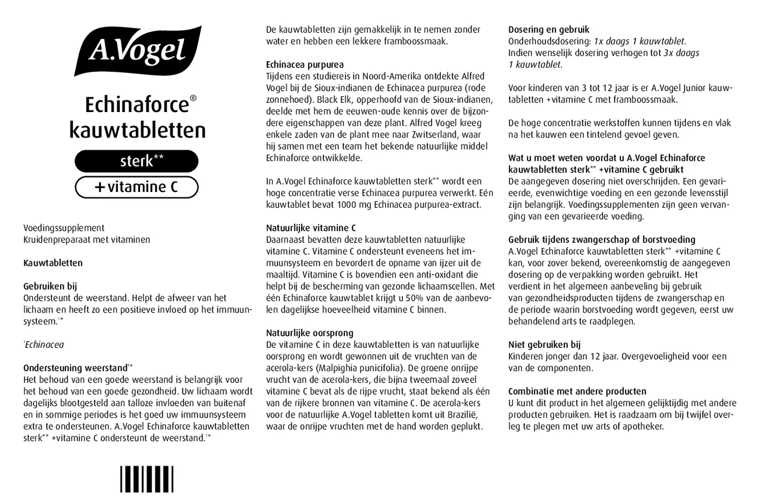 Echinaforce Kauwtabletten sterk** + Vitamine C Tabletten afbeelding van document #1, gebruiksaanwijzing