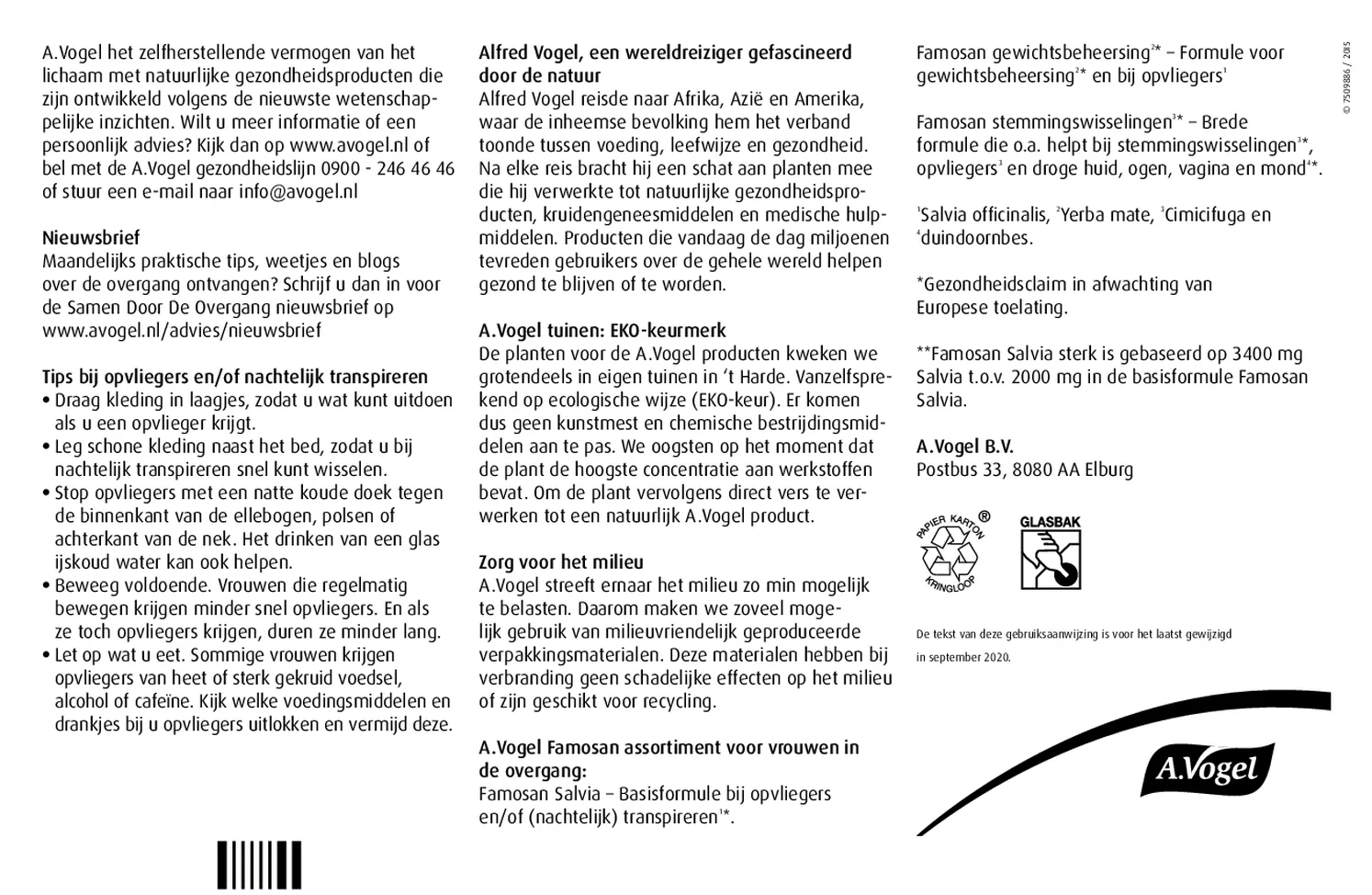 Famosan Salvia Overgang Sterk** Tabletten Multiverpakking afbeelding van document #2, gebruiksaanwijzing